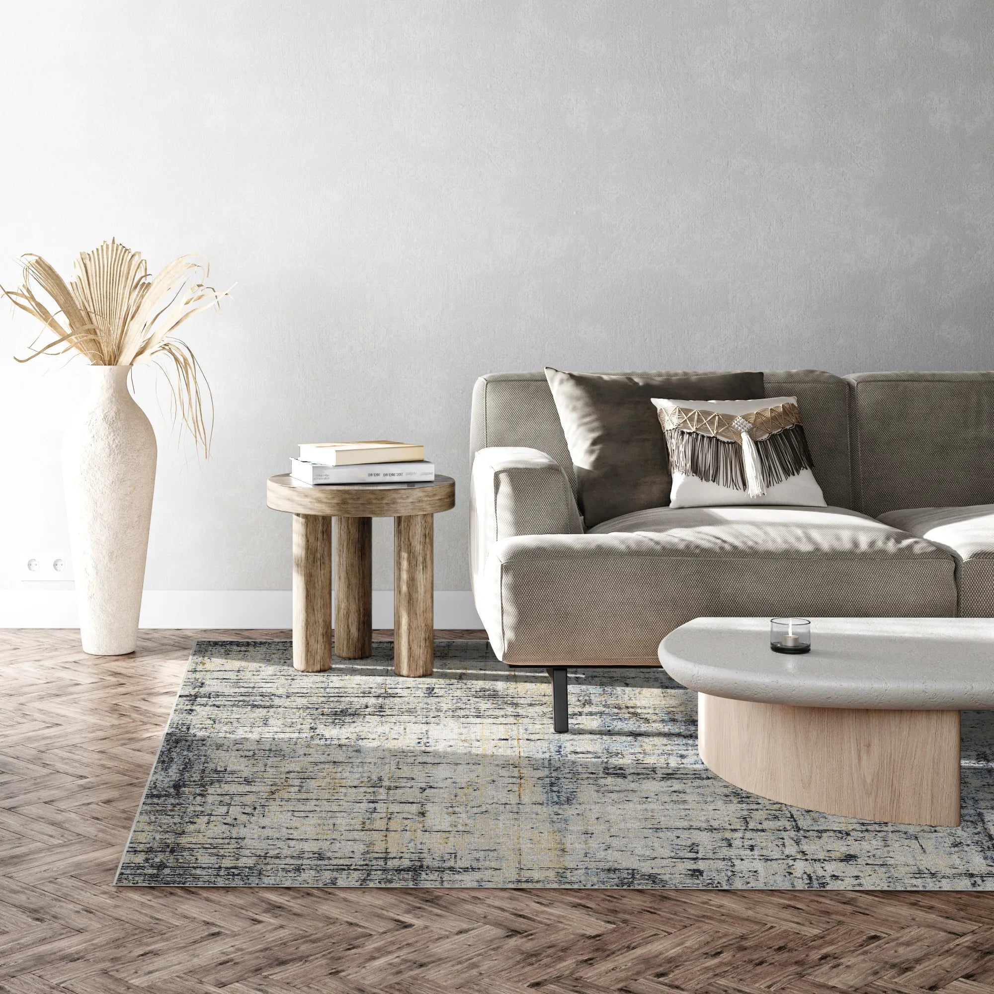 Vintage Blue Floral Trellis Rug