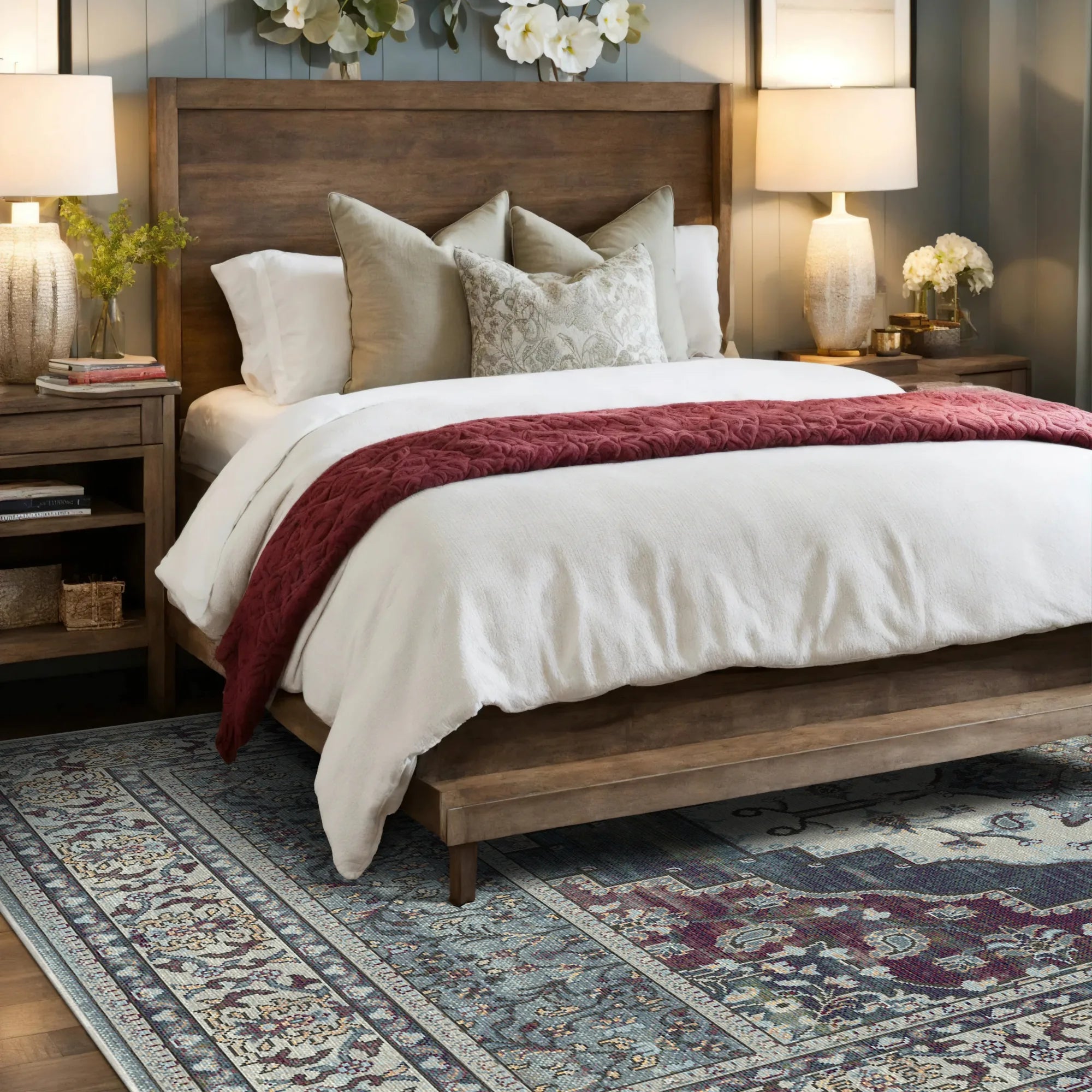 Loom Slate Paisley Floral Rug