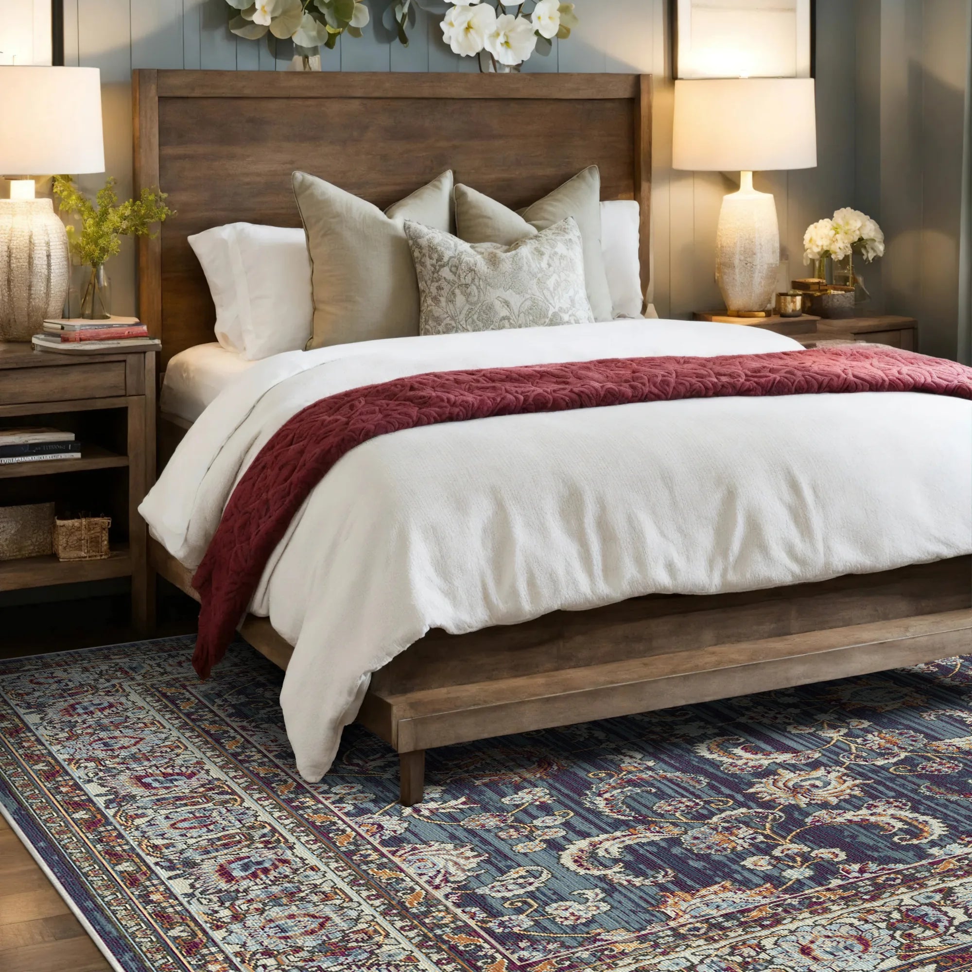 Royal Vine Indigo Floral Rug