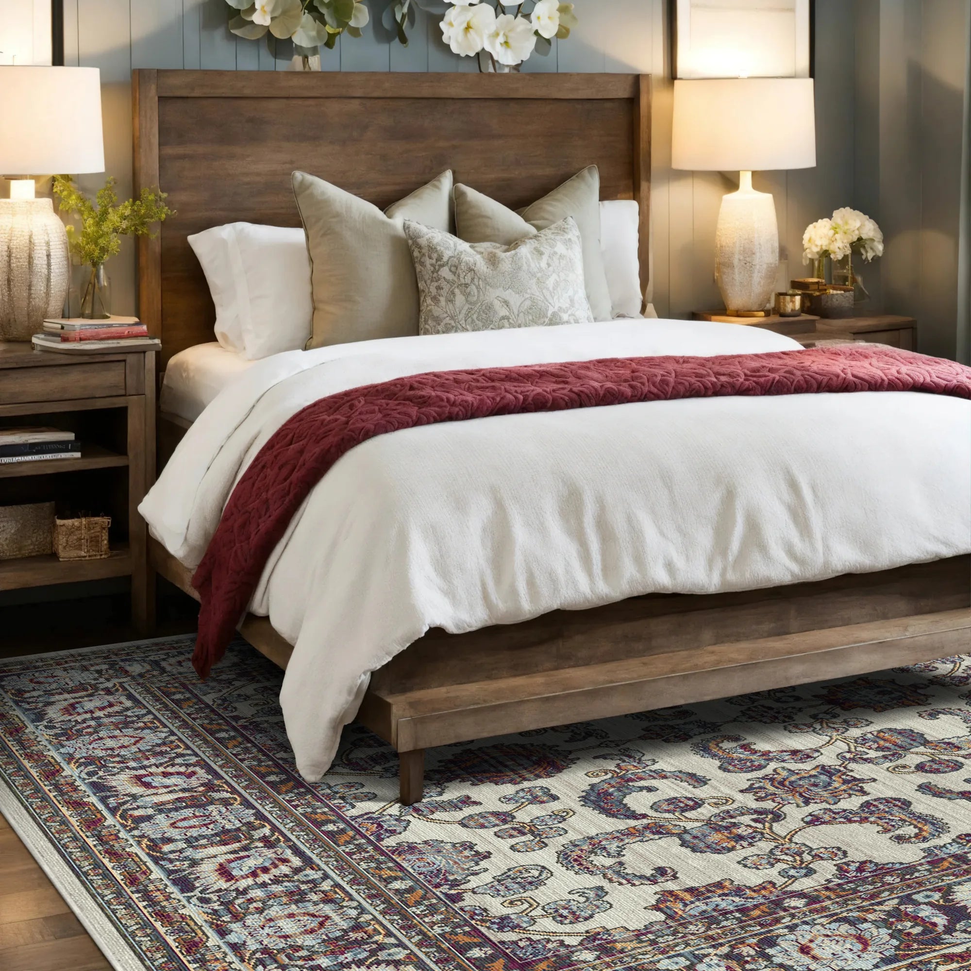 Royal Vine Ivory Floral Rug