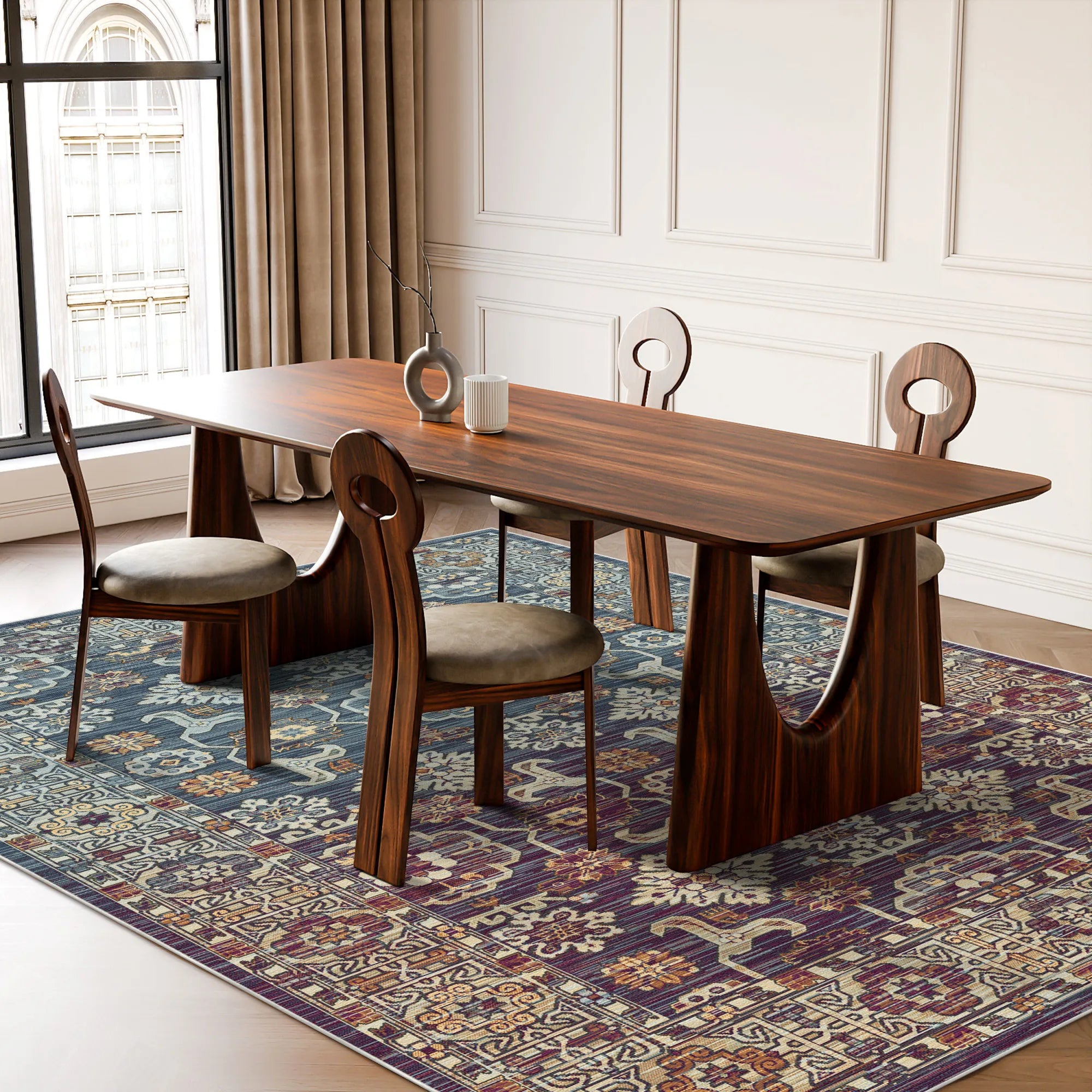 Caspian Dusk Geometric Tribal Rug