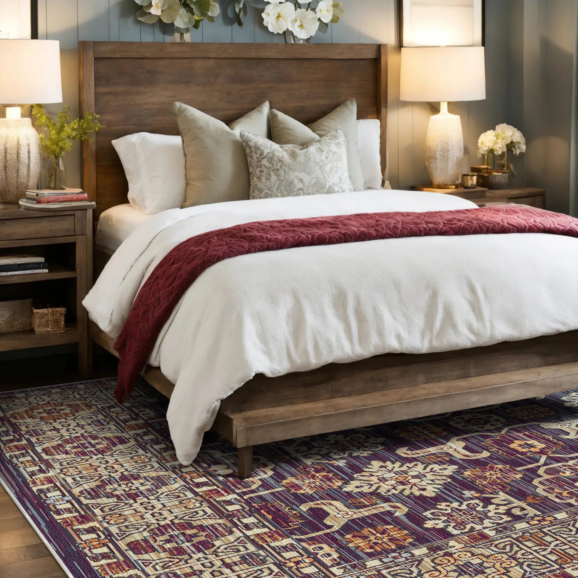 Caspian Dusk Geometric Tribal Rug