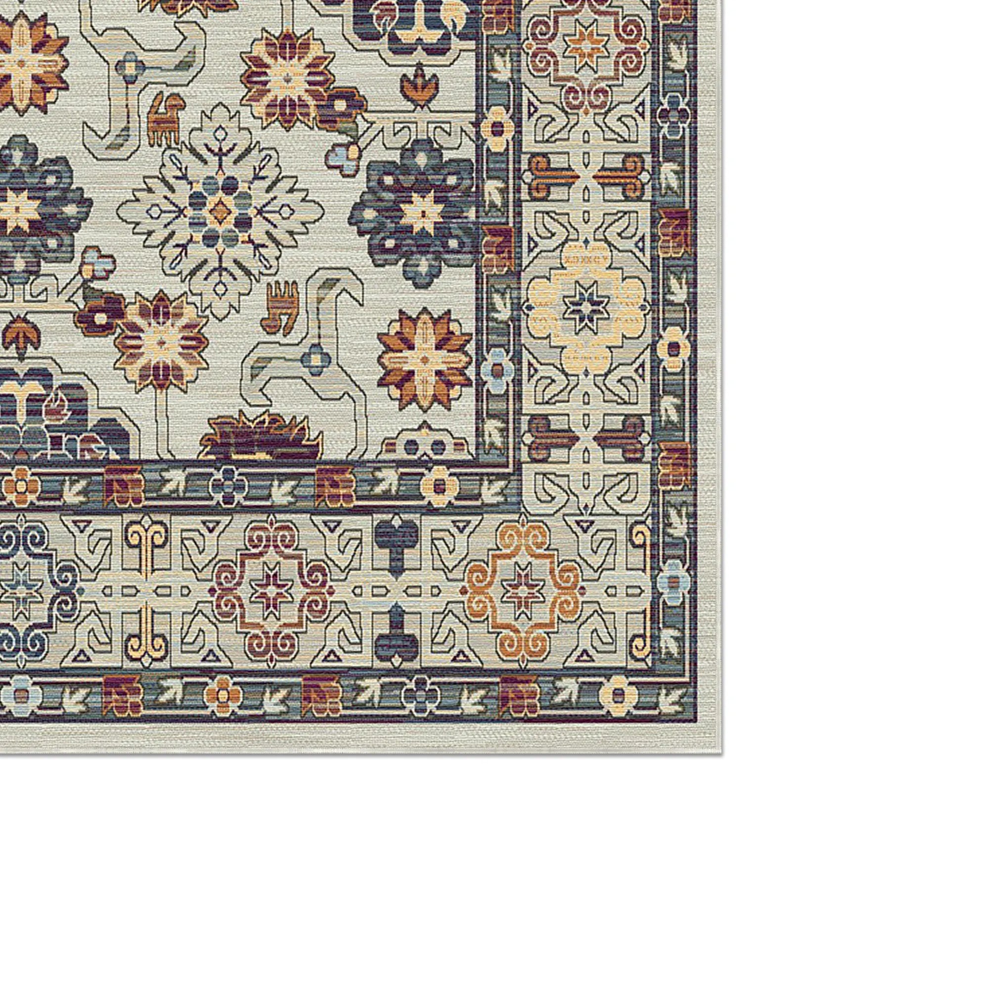 Caspian Bone Geometric Tribal Rug