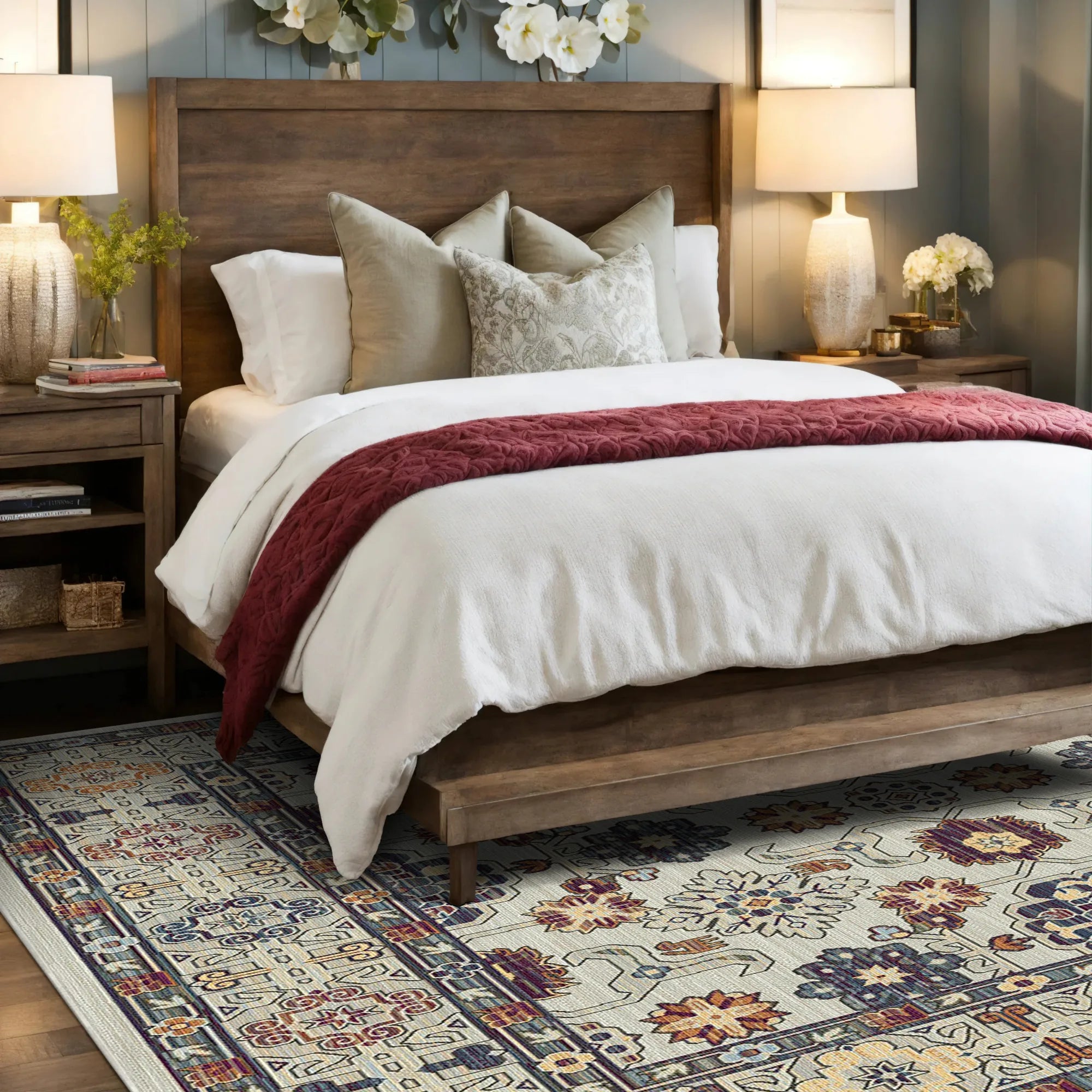 Caspian Bone Geometric Tribal Rug