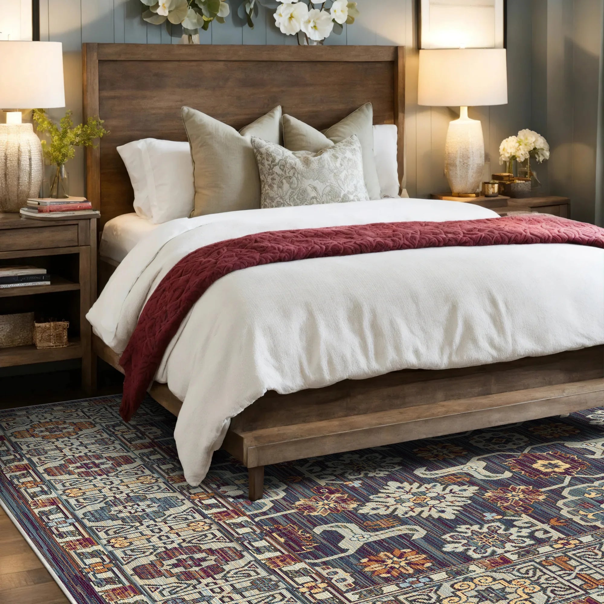 Caspian Night Geometric Tribal Rug