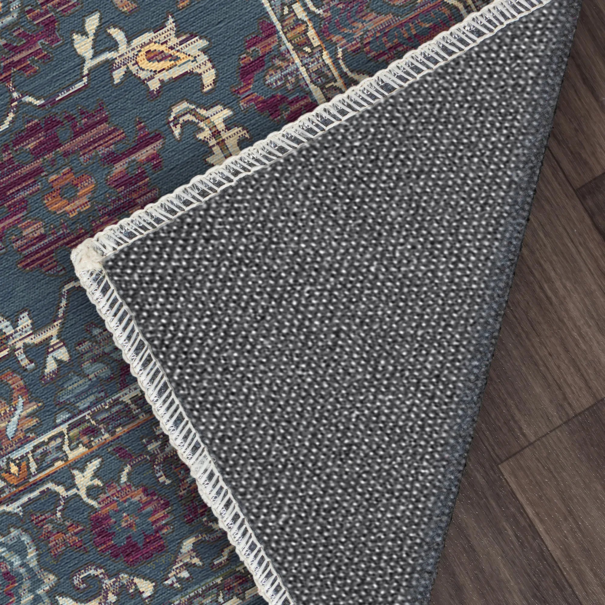 Antique Indigo Palmette Floral Rug