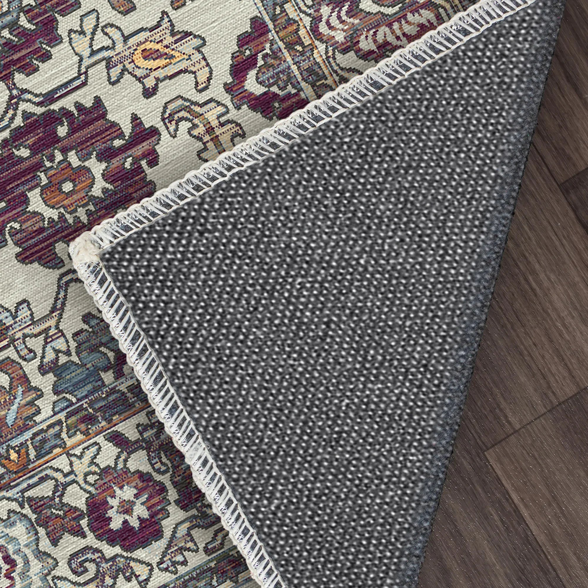 Antique Bone Palmette Floral Rug