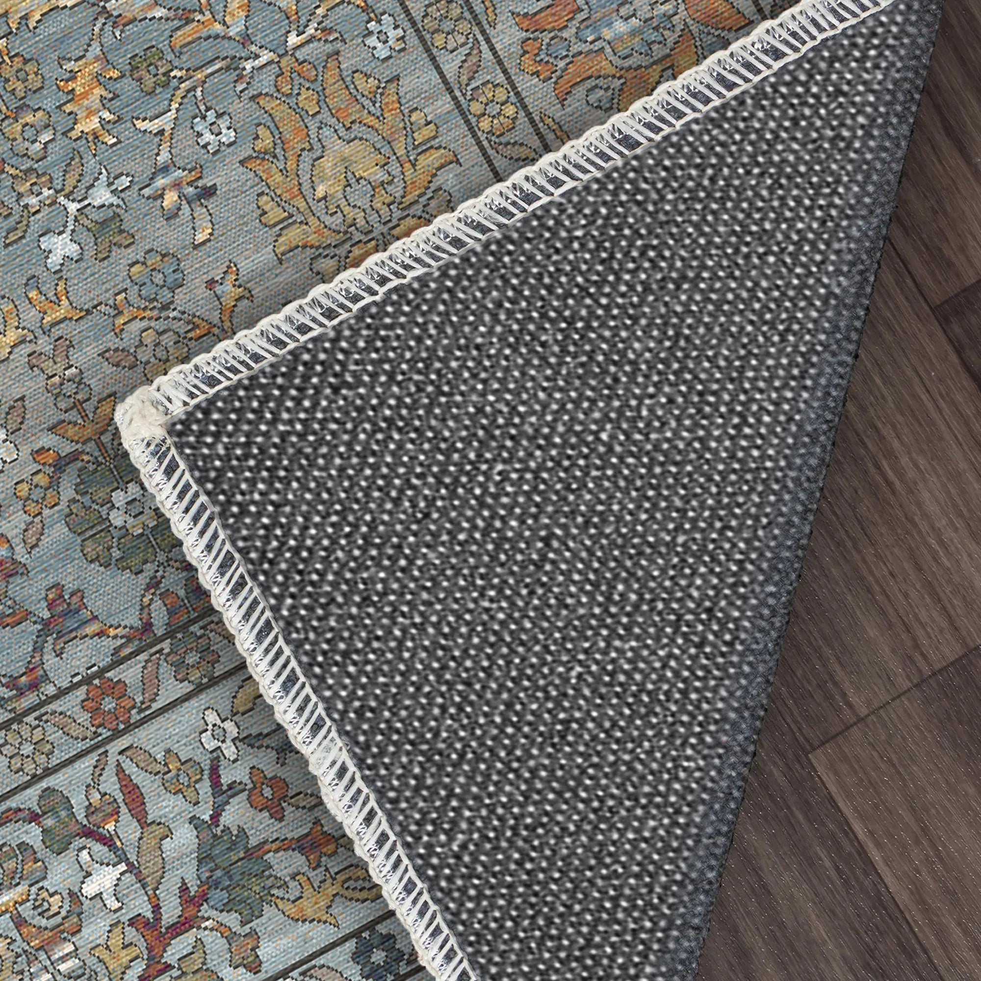 Antique Azure Meadow Floral Rug