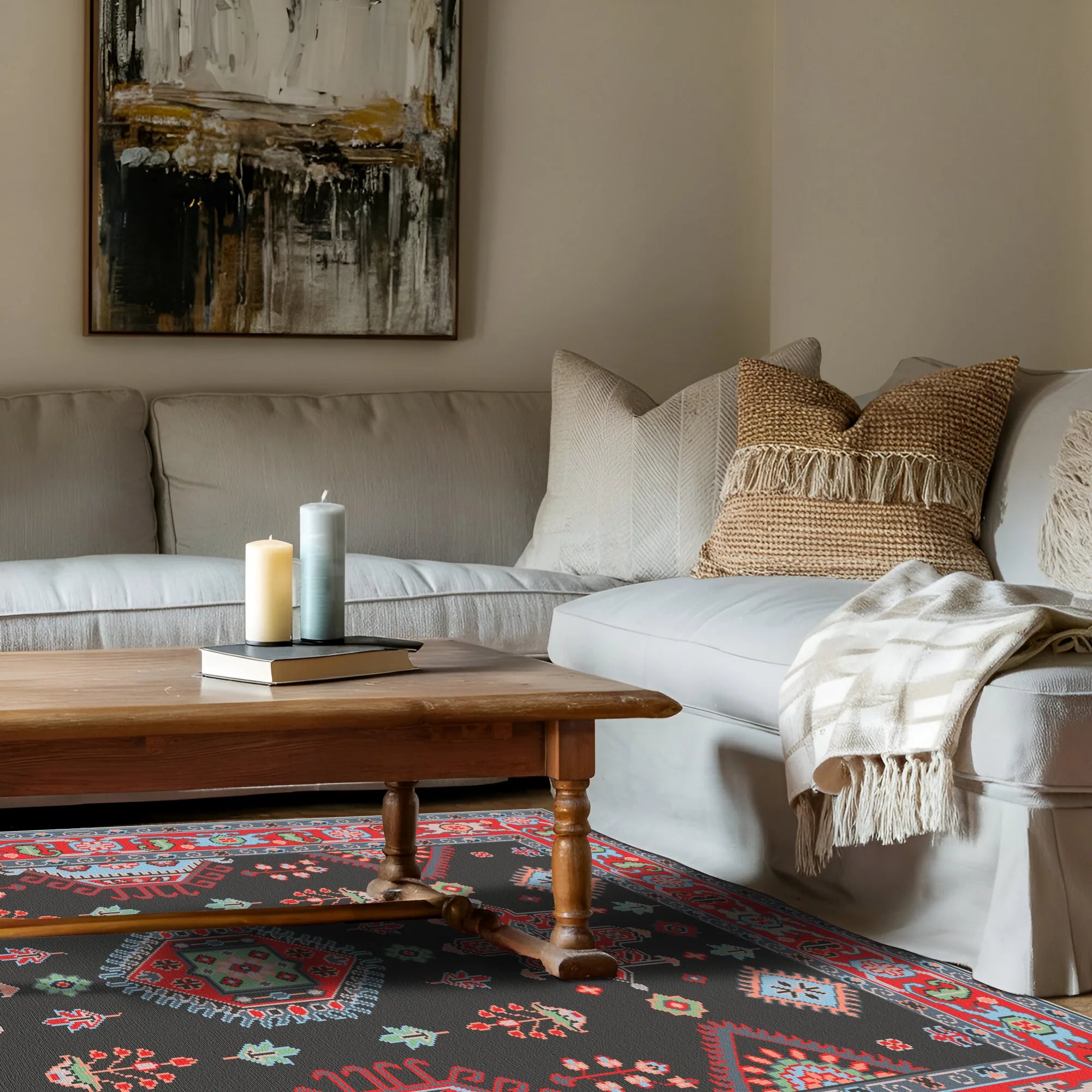 Ararat Obsidian Medallion Tribal Rug