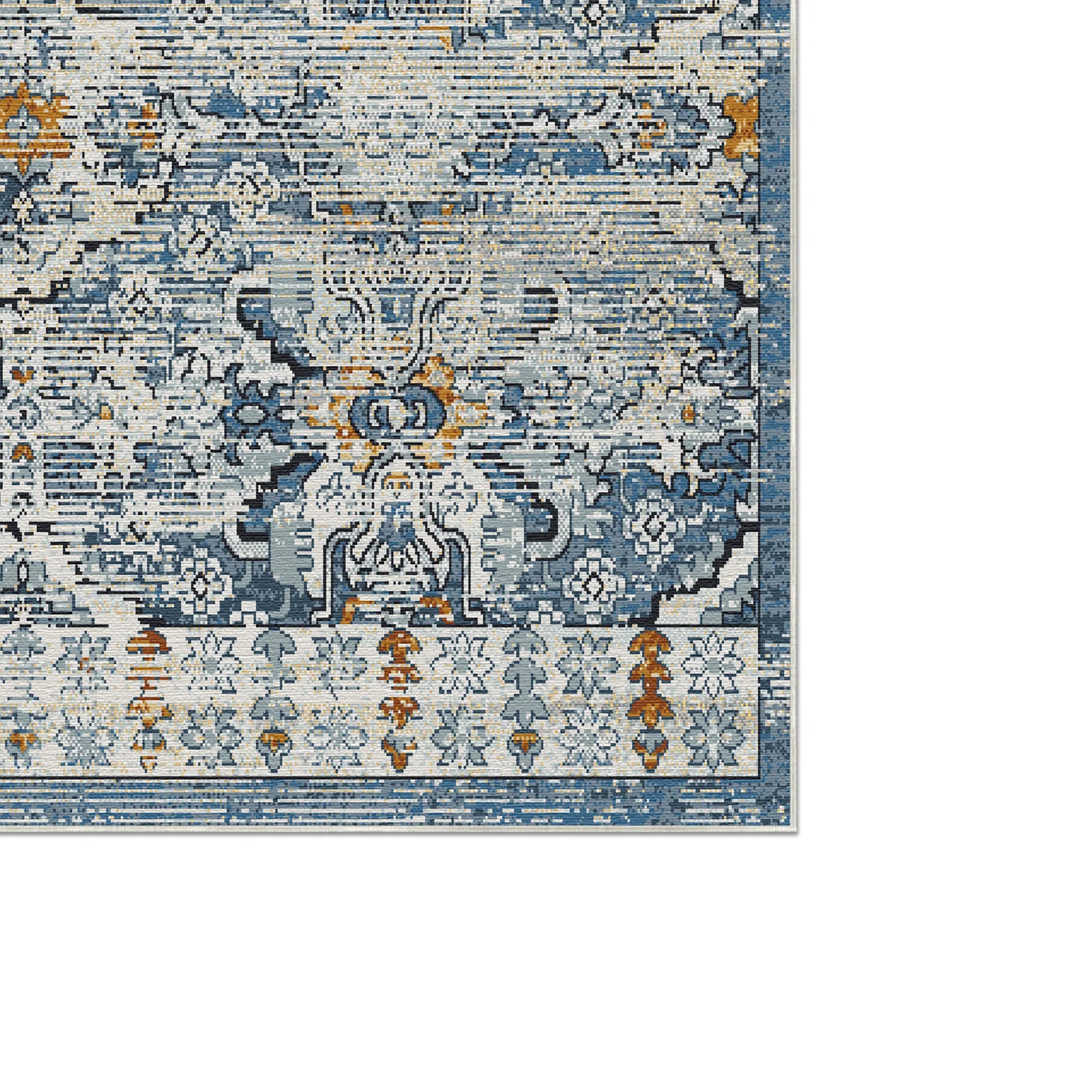 Antique Indigo Serapi Lattice Rug