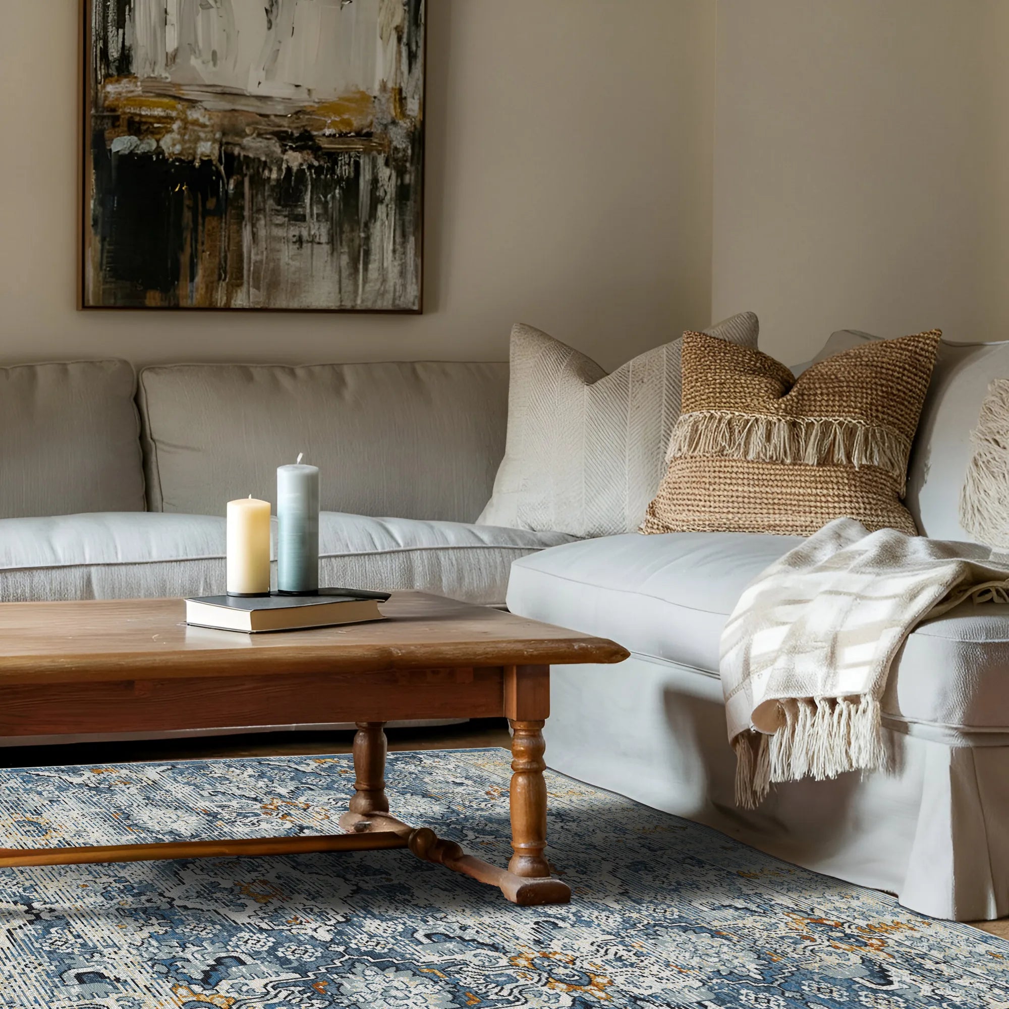 Antique Indigo Serapi Lattice Rug