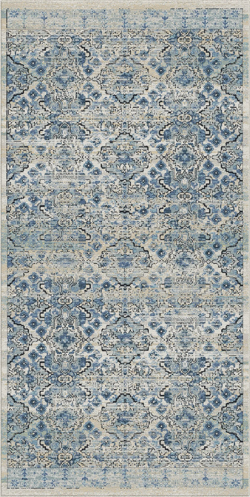 Tappeto Vintage Serapi Eredità in Ardesia e Azzurro