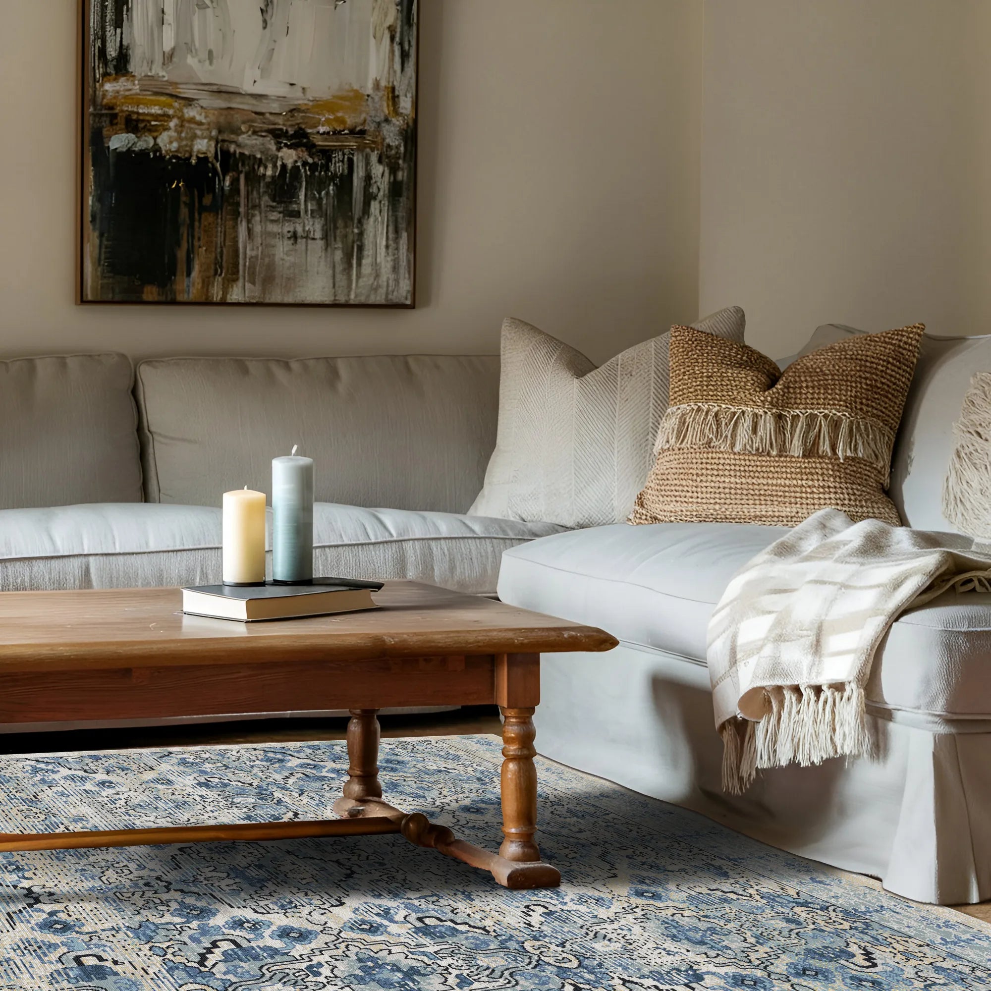 Vintage Slate & Azure Serapi Heritage Rug