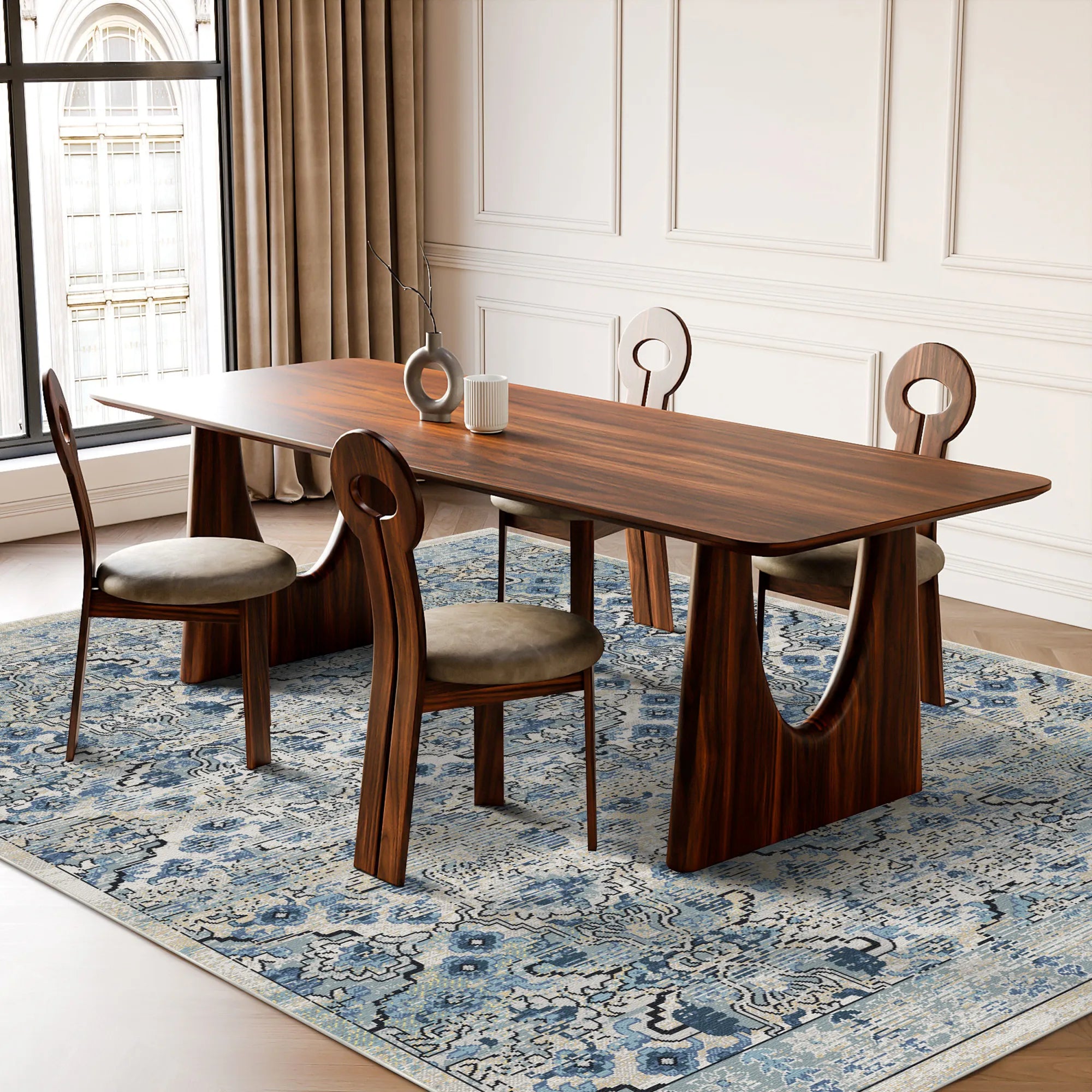 Vintage Slate & Azure Serapi Heritage Rug