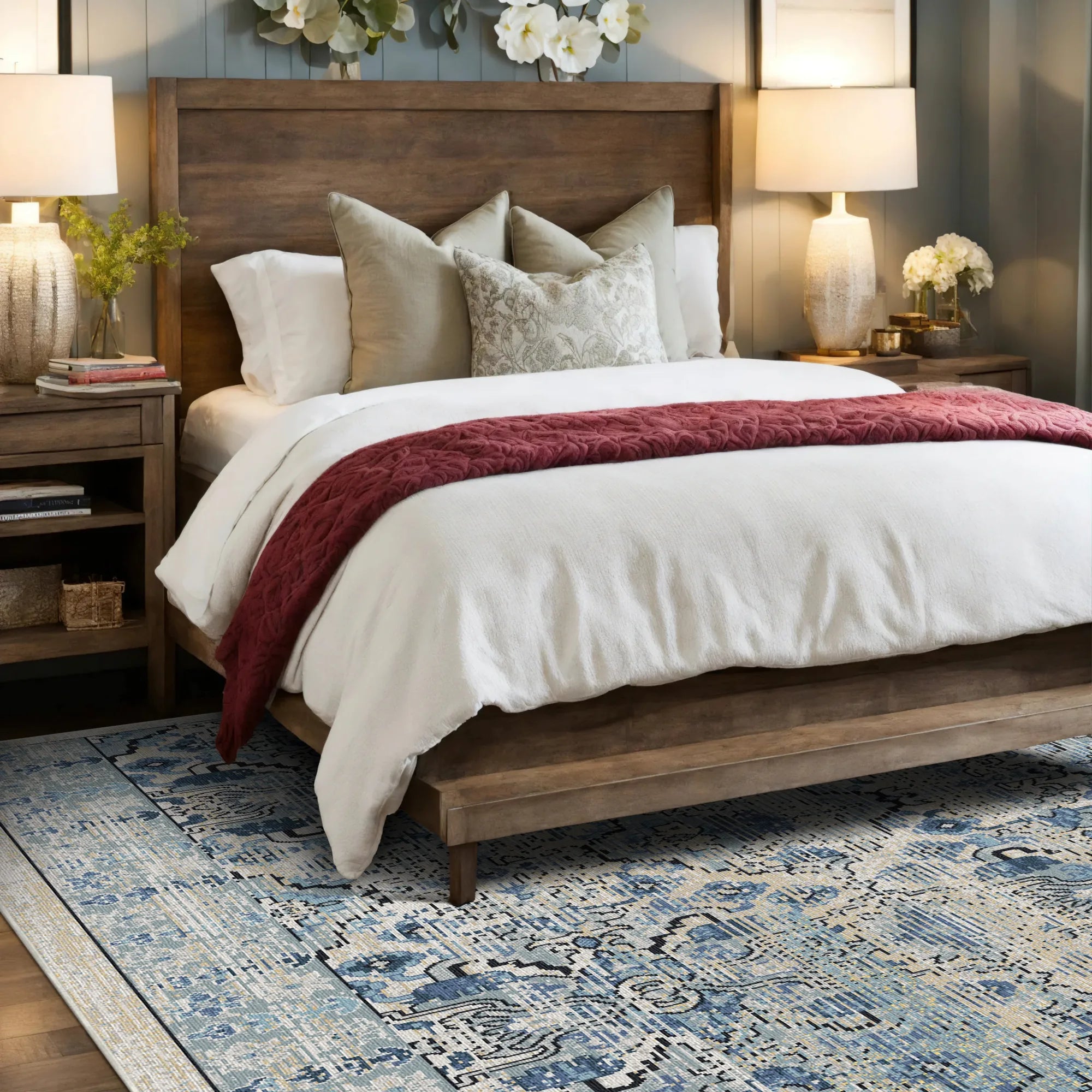 Vintage Slate & Azure Serapi Heritage Rug