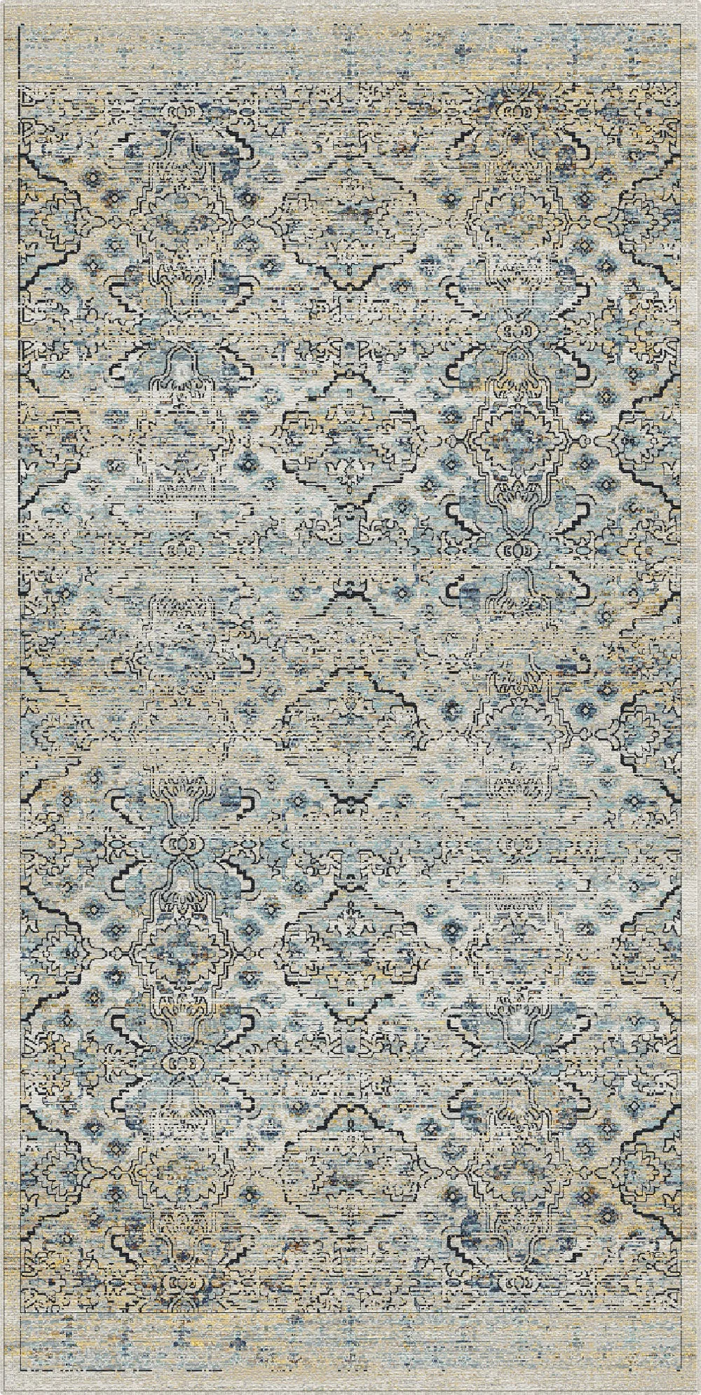 Tappeto Vintage Serapi a Griglia Neutro
