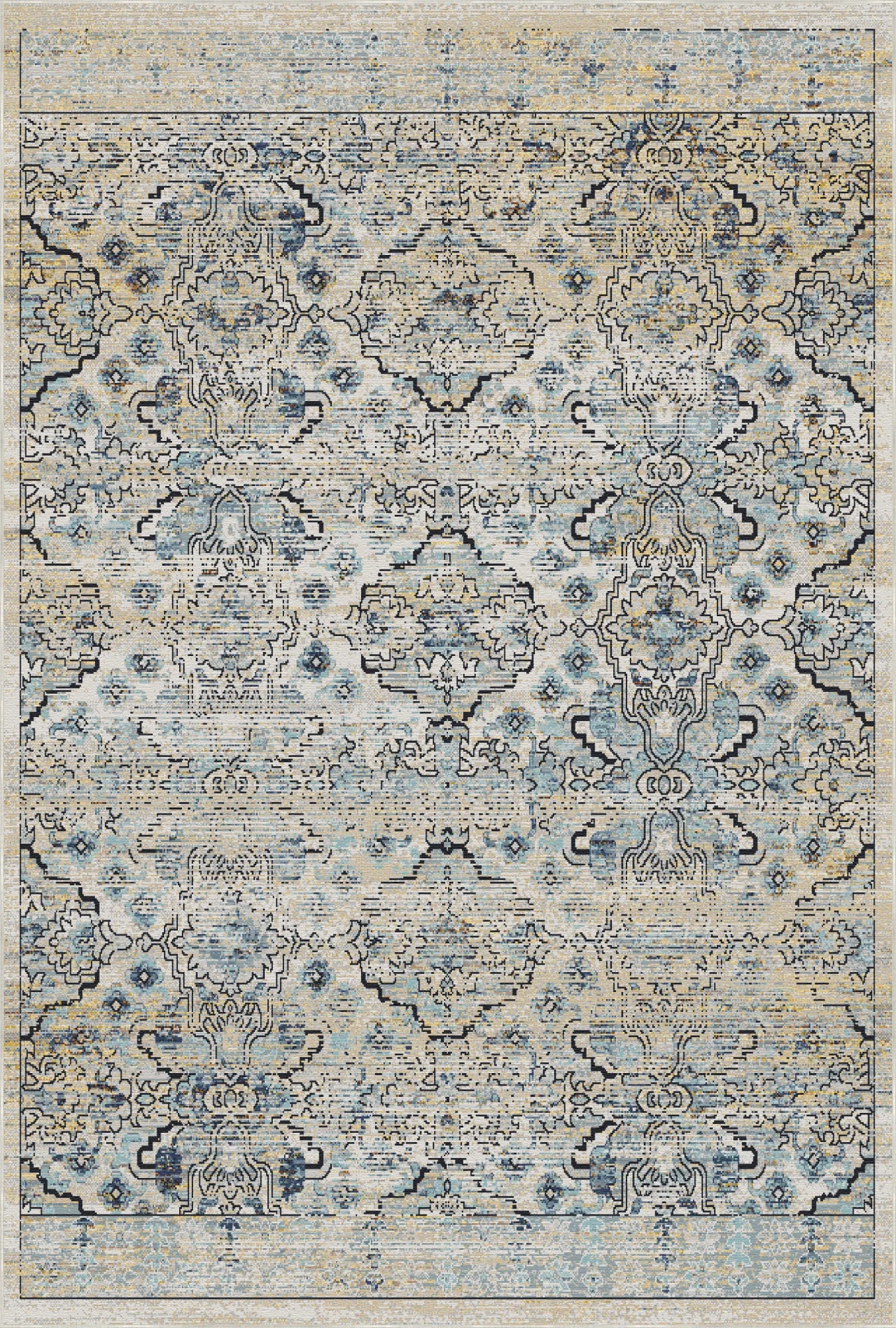 Vintage Neutral Serapi Lattice Rug