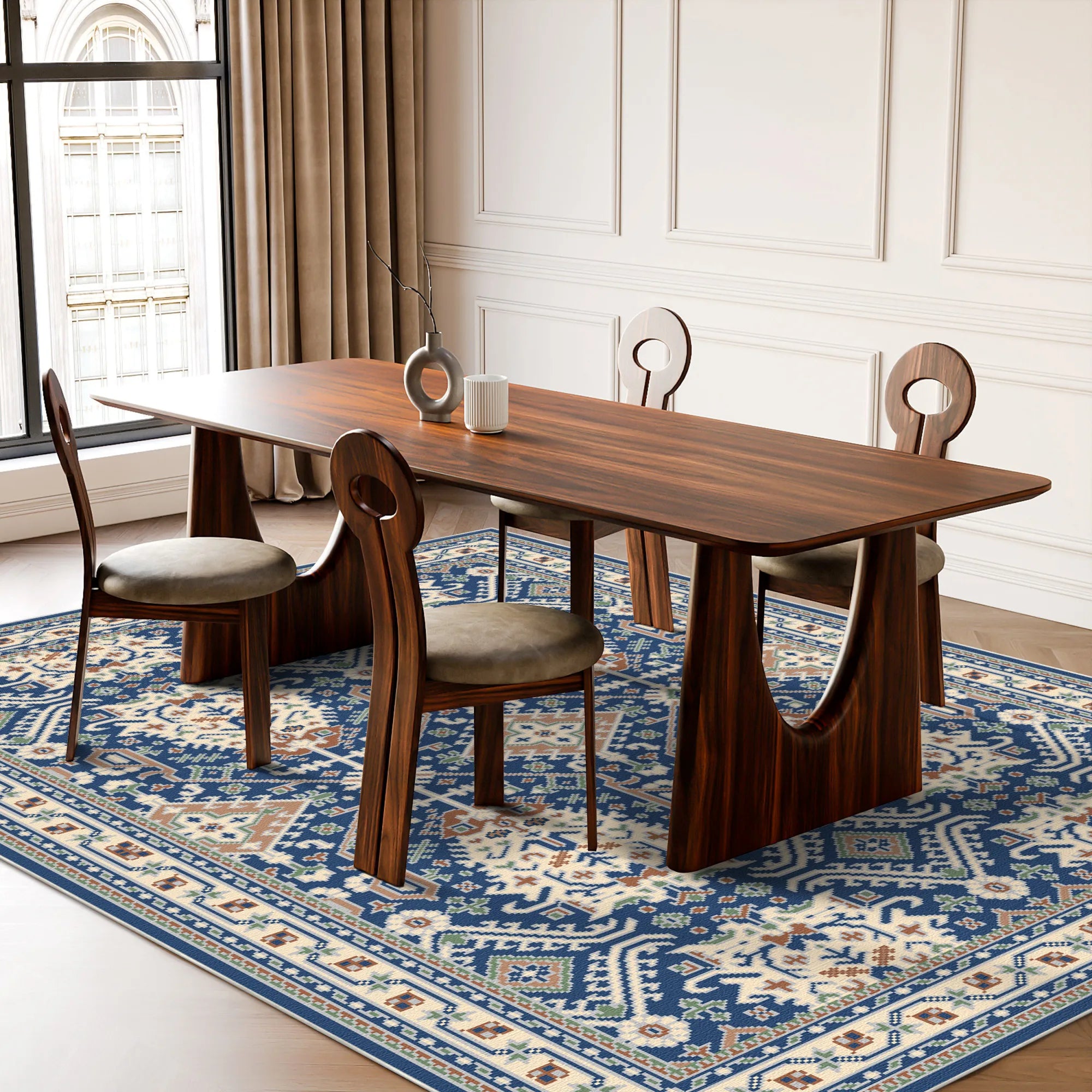 Tappeto geometrico Ararat Scudo Azure