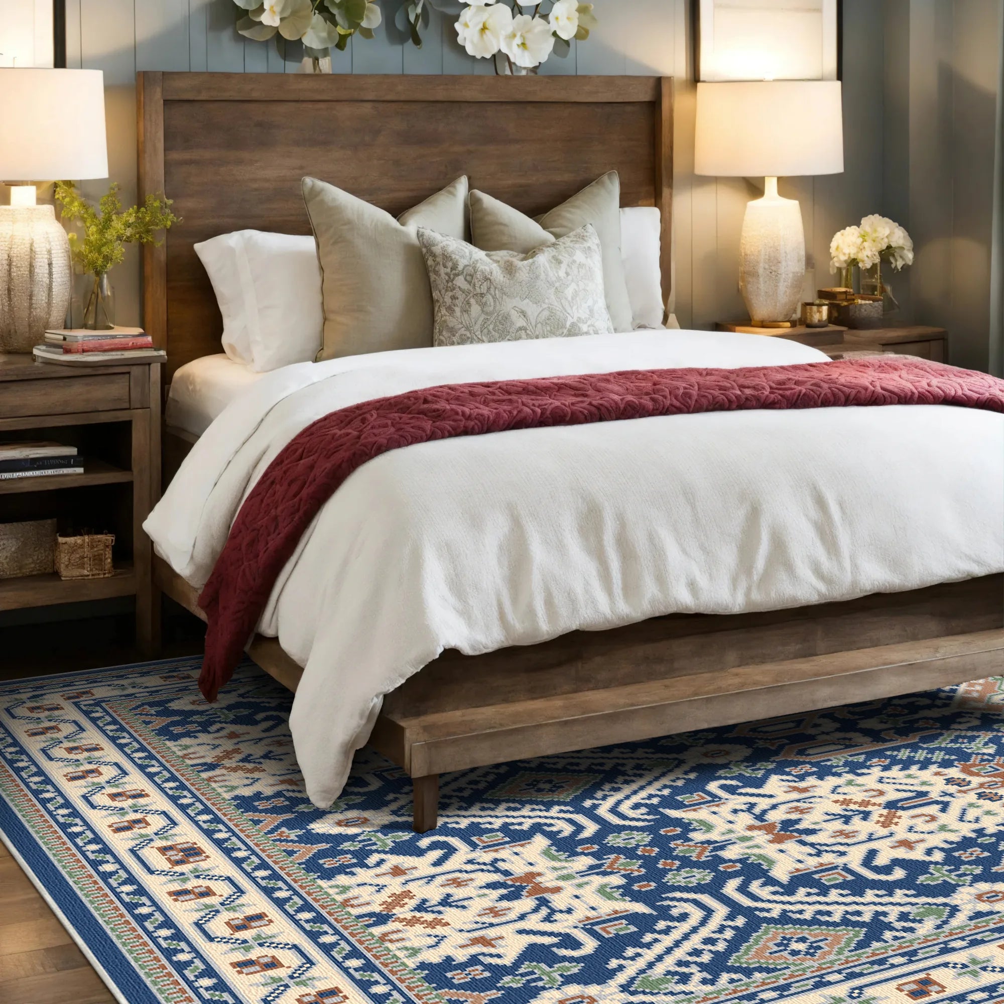 Tappeto geometrico Ararat Scudo Azure