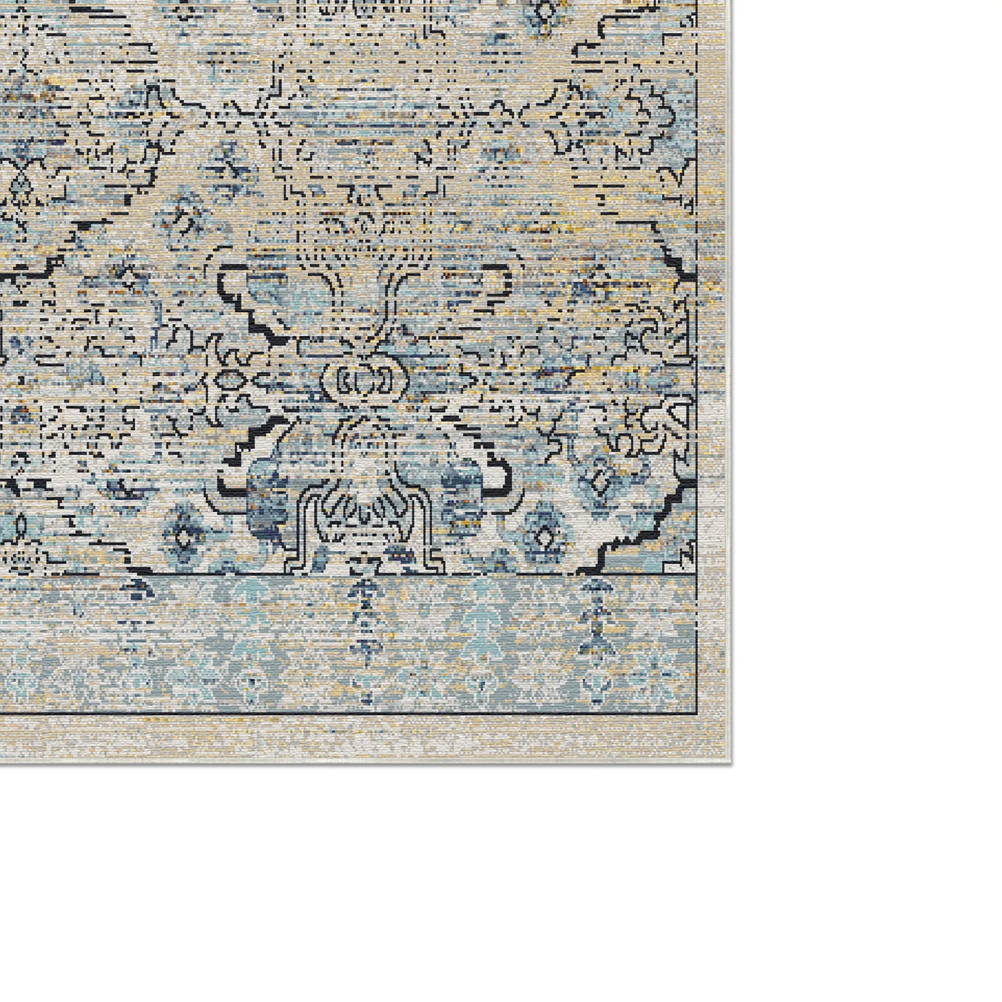 Vintage Neutral Serapi Lattice Rug