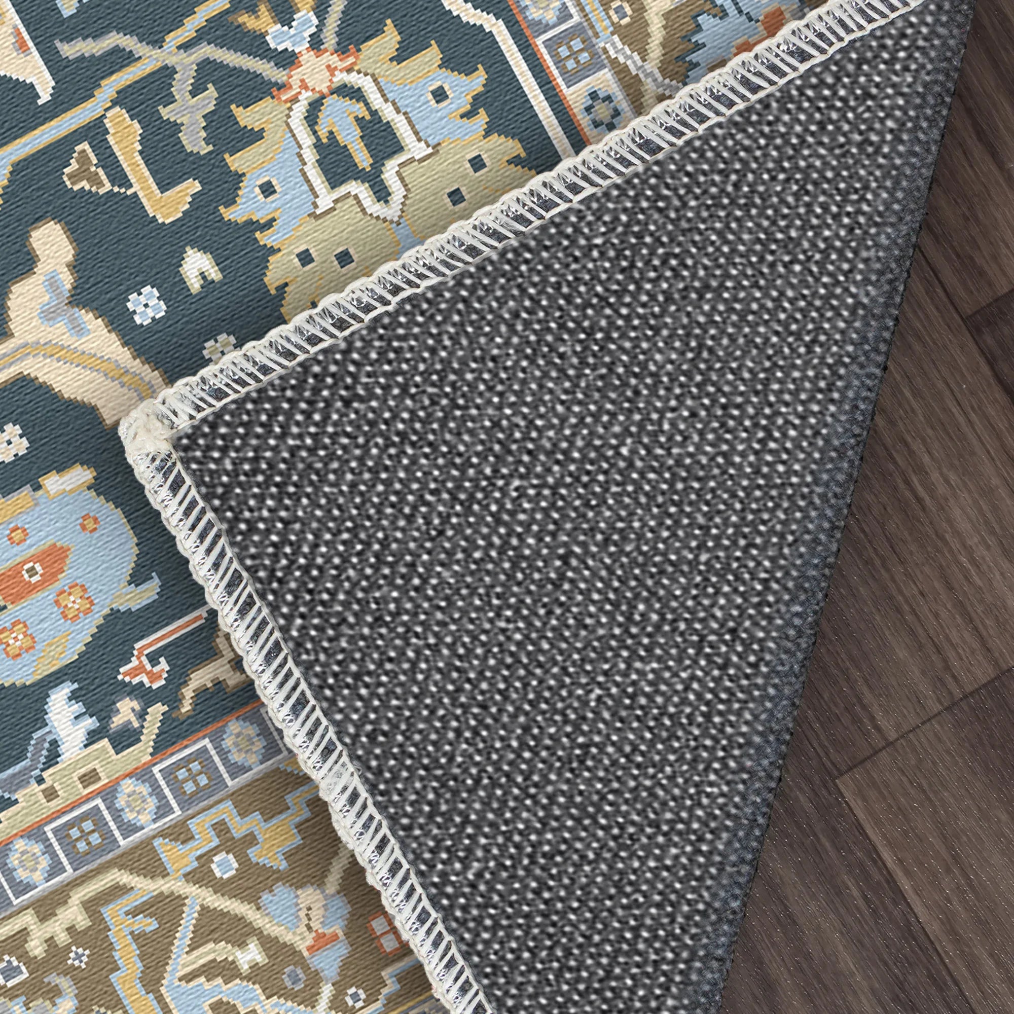 Legacy Steel Palmette Floral Rug