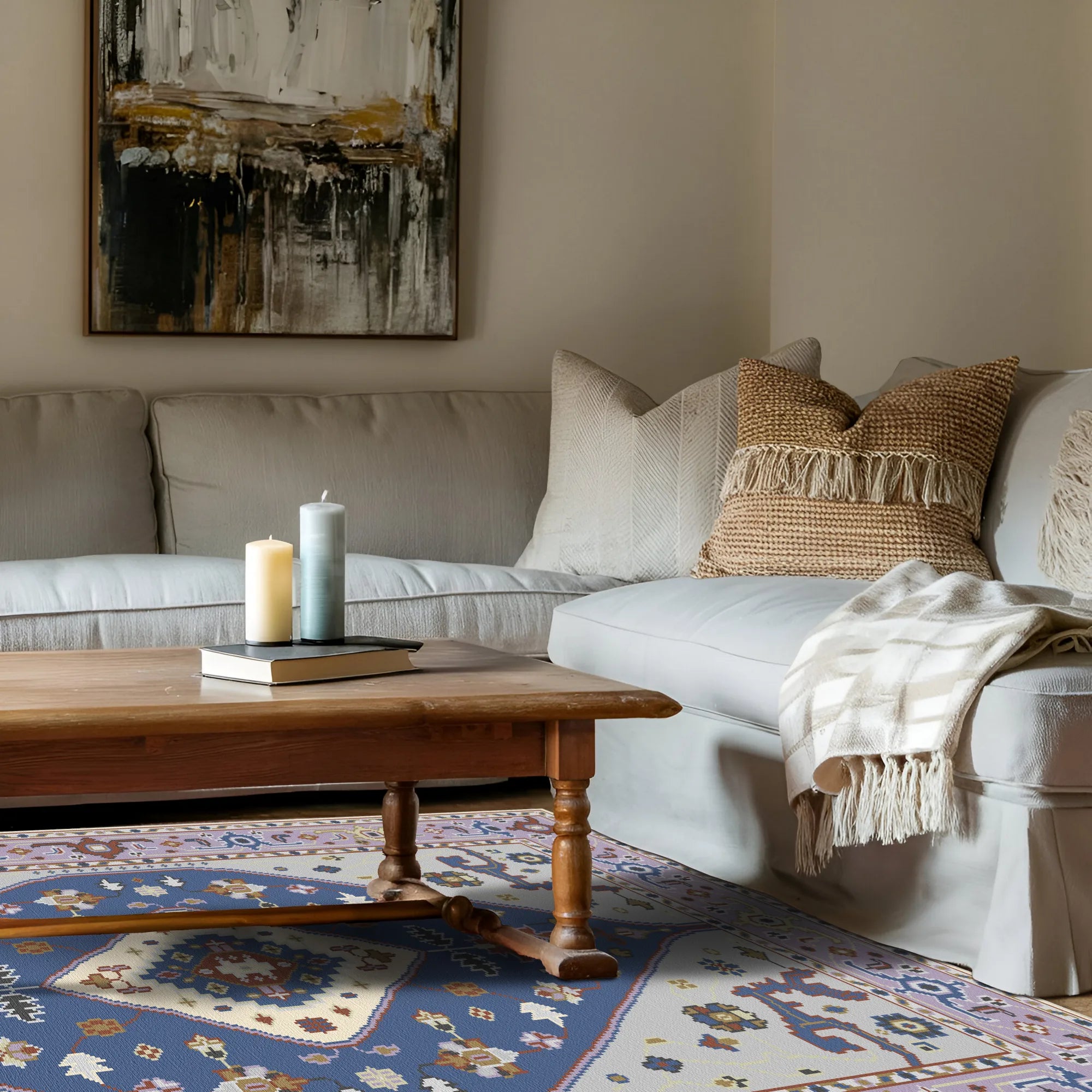 Astraea Crimson Tribal Washable Rug