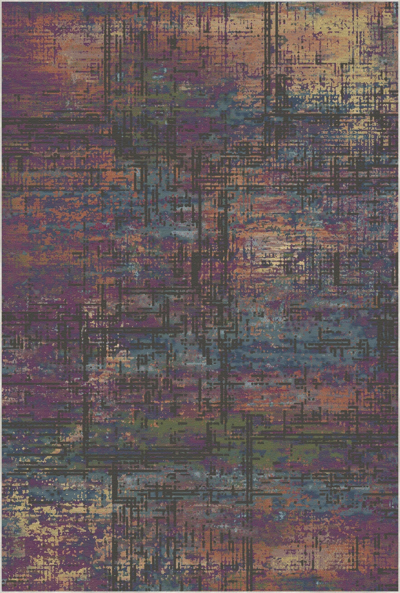 Mystic Plum Abstract Glitch Rug