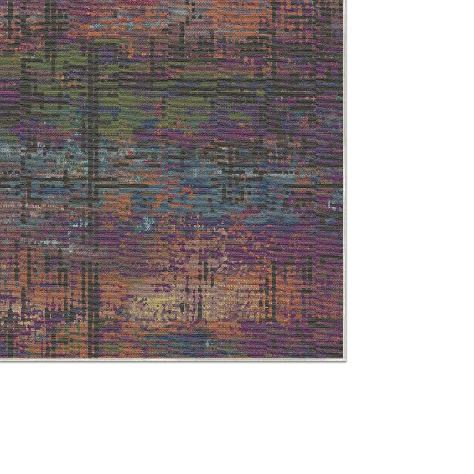 Mystic Plum Abstract Glitch Rug