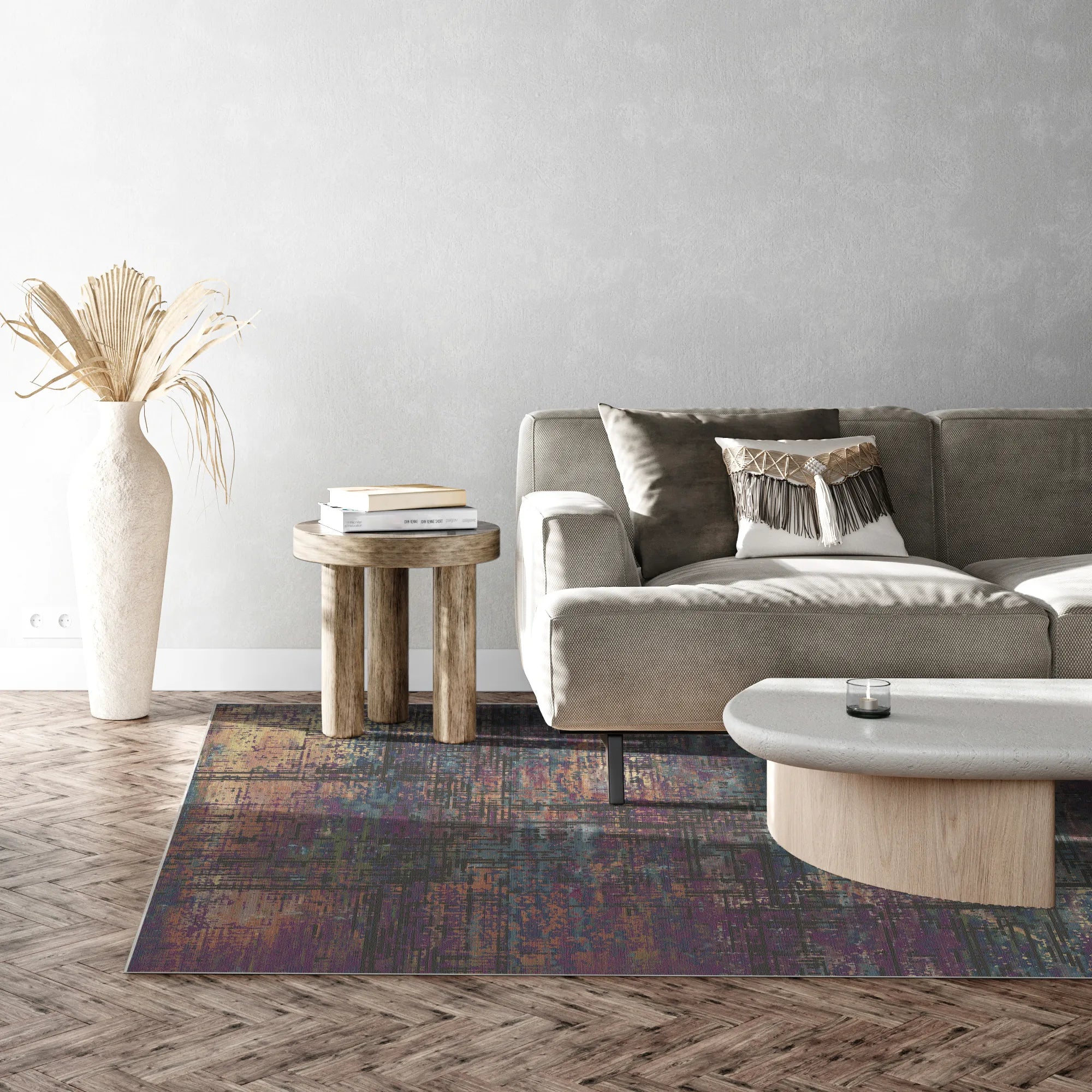 Mystic Plum Abstract Glitch Rug