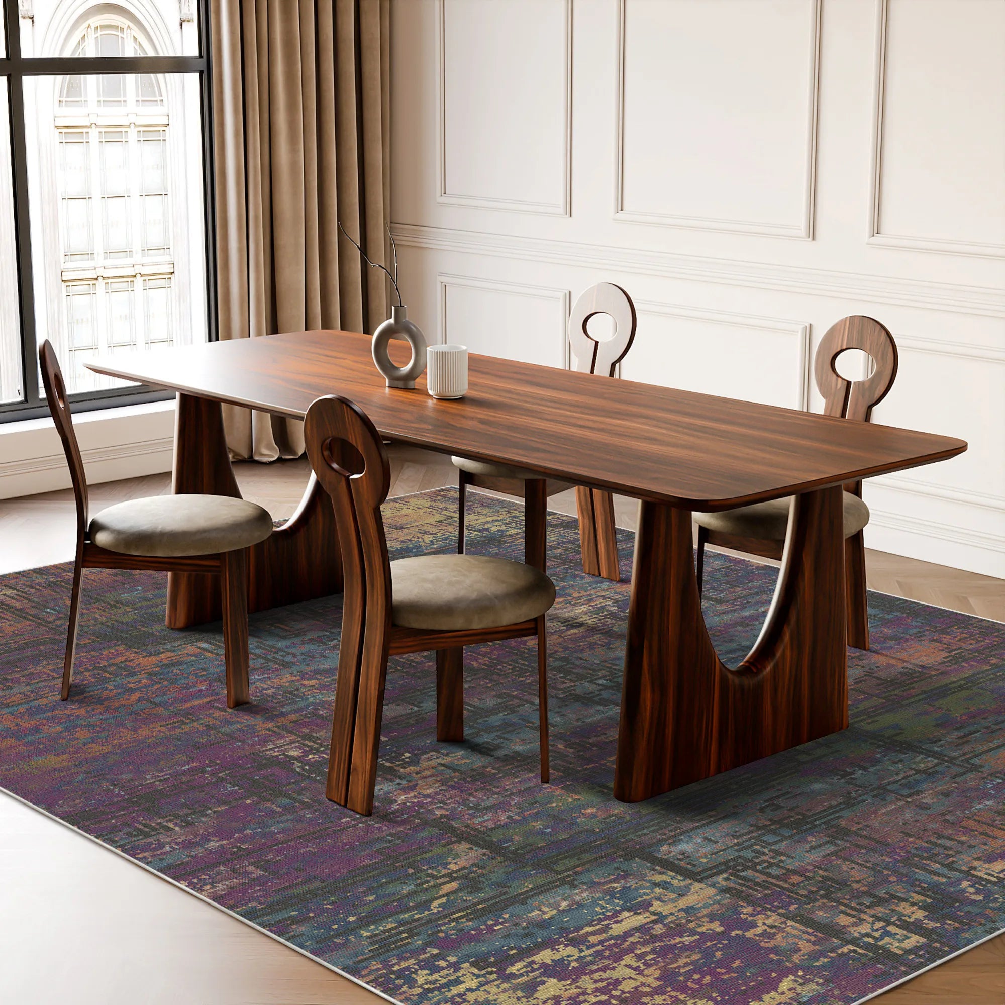 Mystic Plum Abstract Glitch Rug