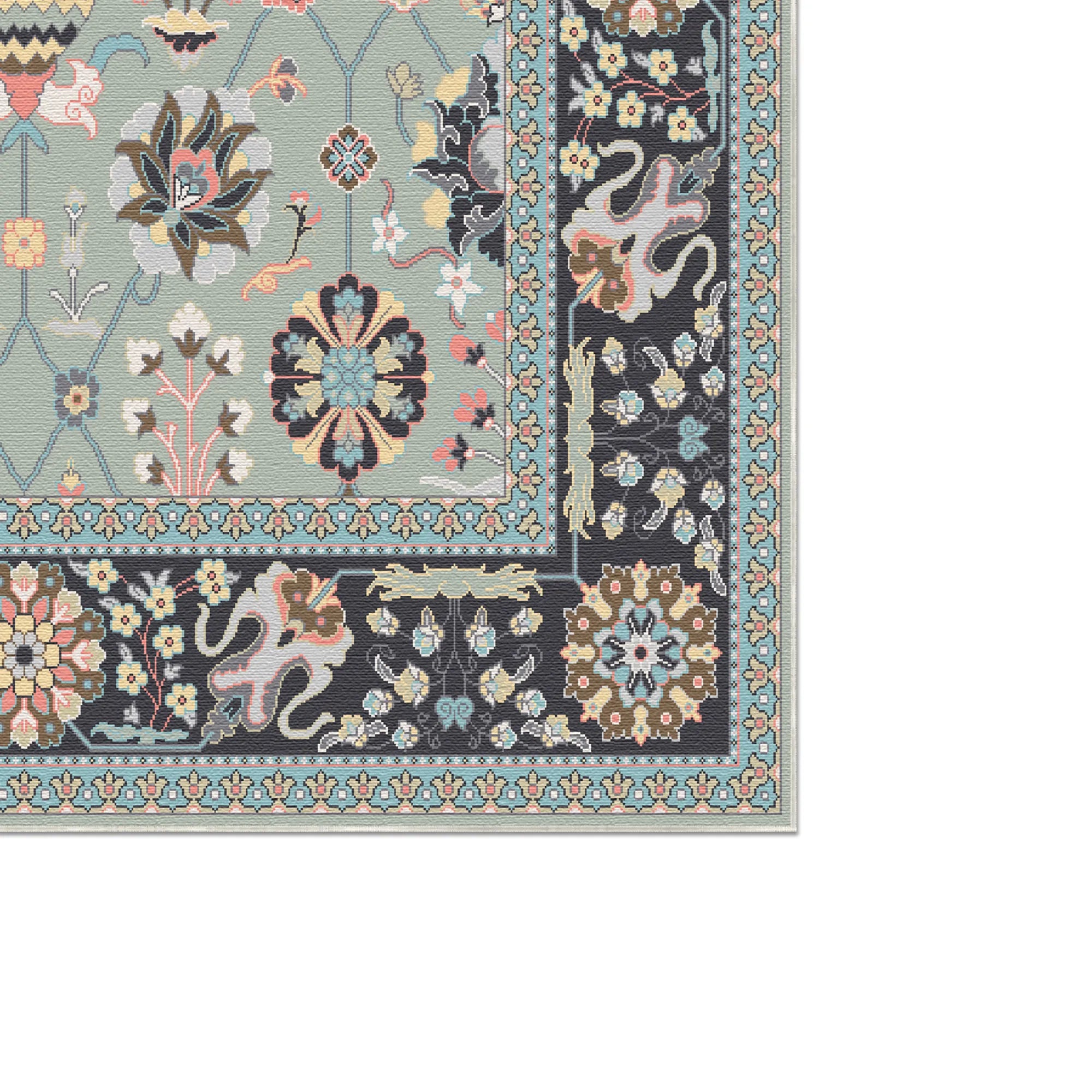 Aetheria Aqua Garden Floral Rug