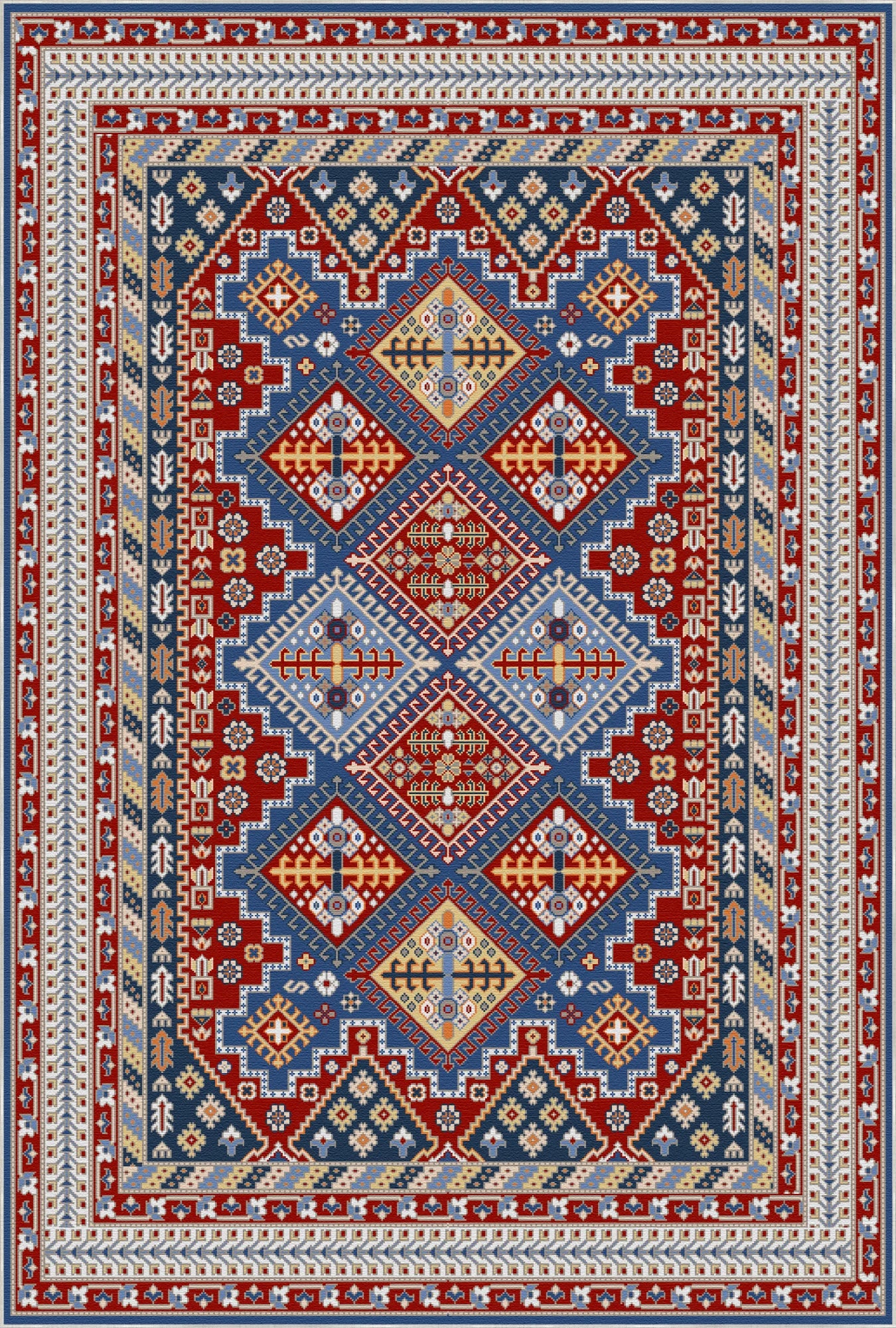 Lyra Crimson Shield Geometric Rug