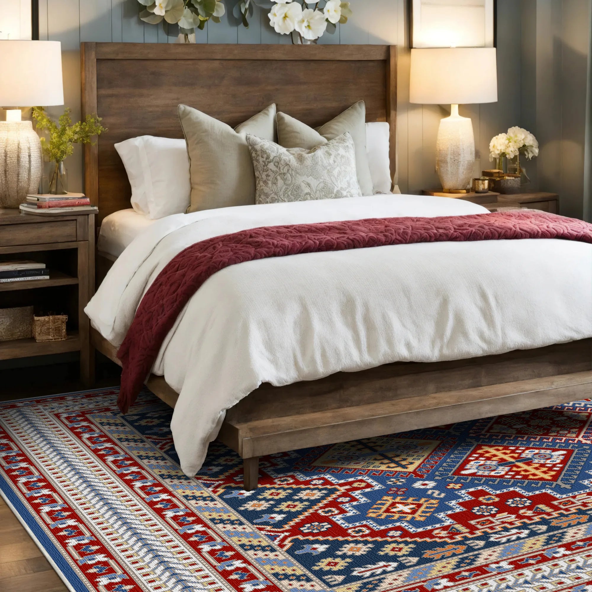 Lyra Crimson Shield Geometric Rug