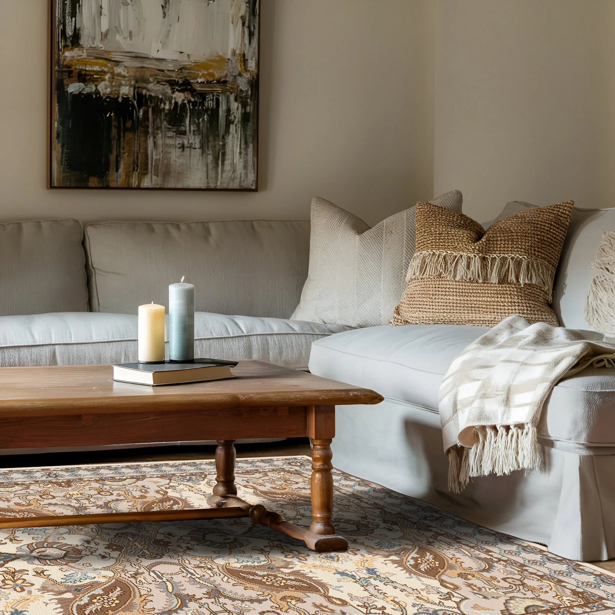 Tappeto classico Thalia Palmette Crema