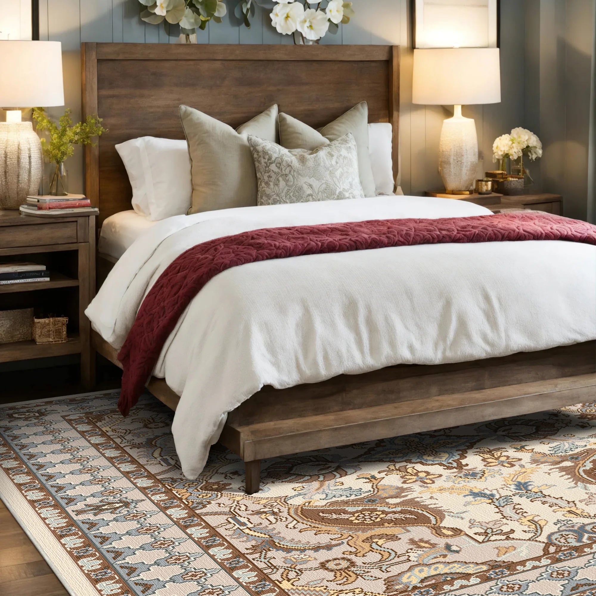 Tappeto classico Thalia Palmette Crema