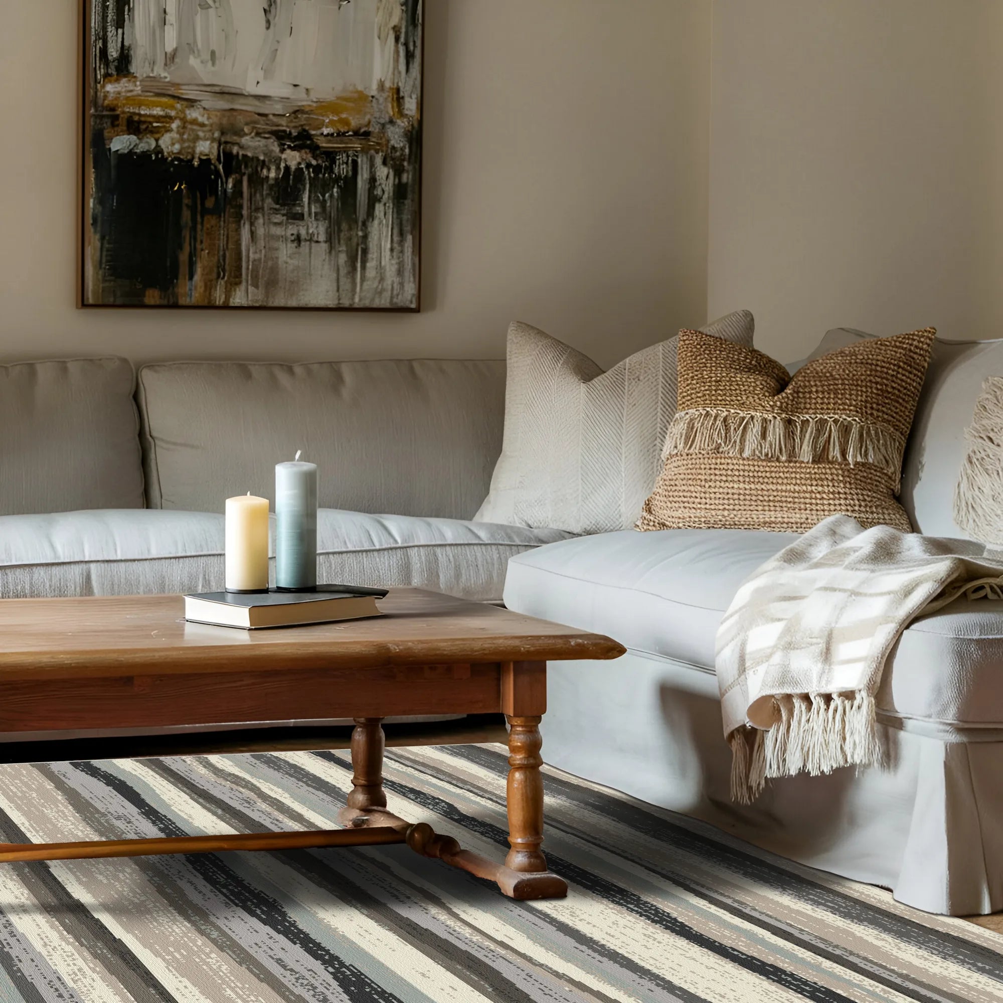 Serene Abstract Coastal Horizon Rug