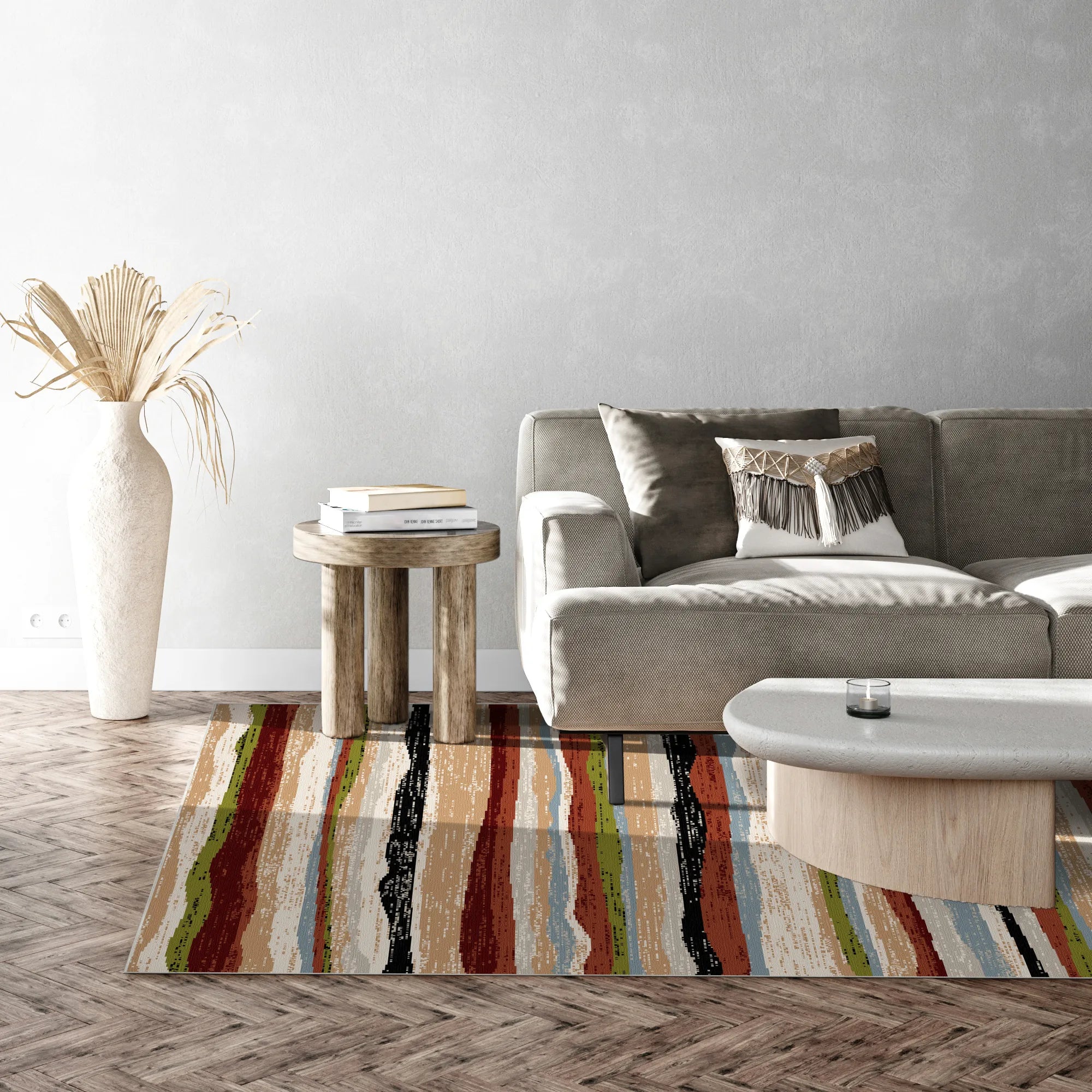 Vibrant Rustic Earth Horizon Rug