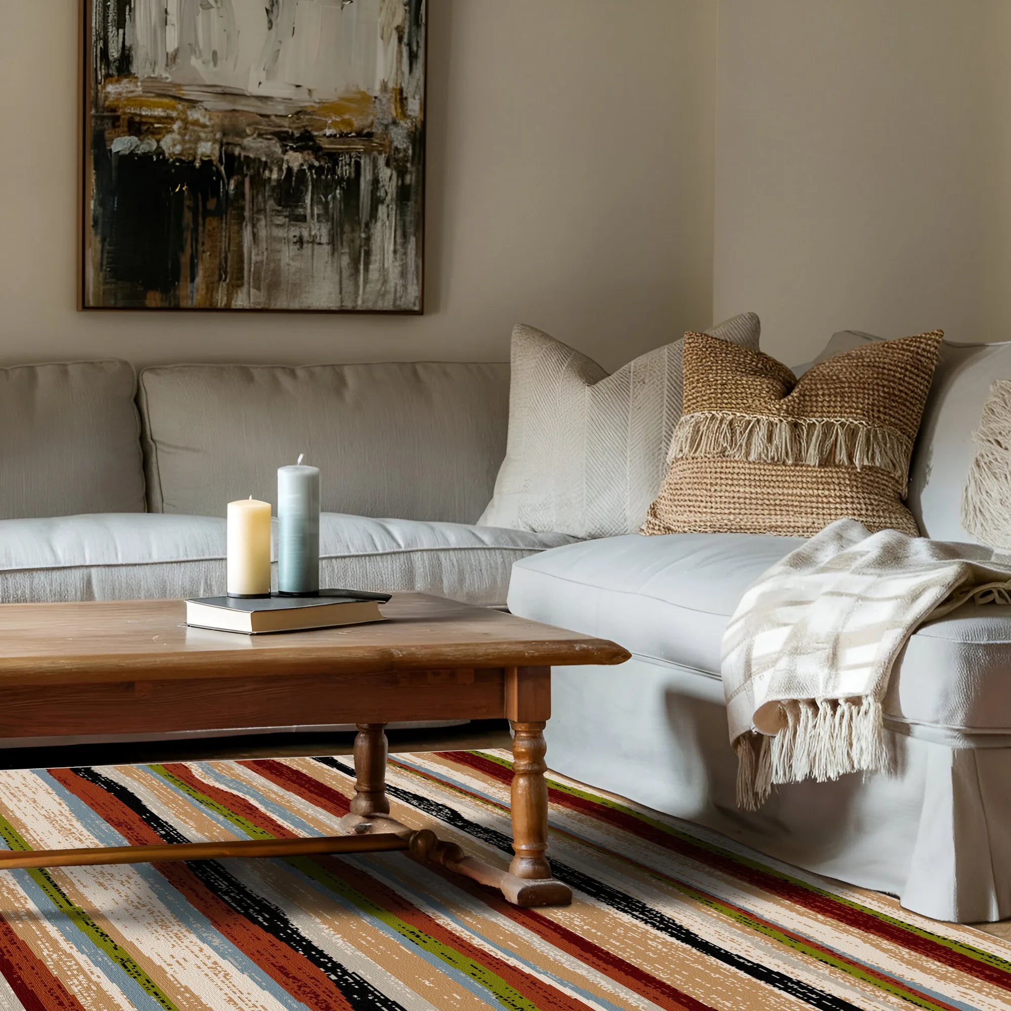 Vibrant Rustic Earth Horizon Rug