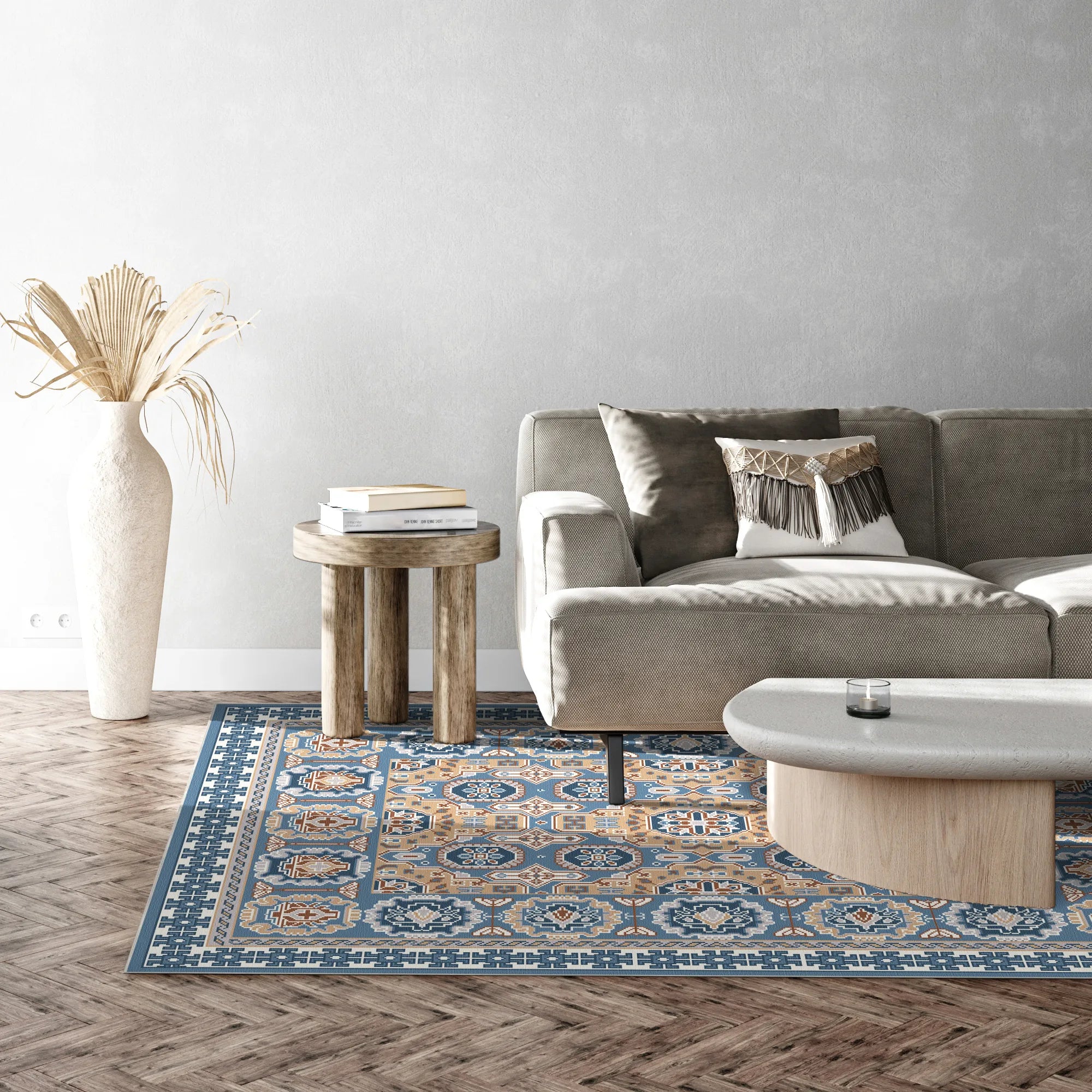 Solas Azure Lattice Geometric Rug