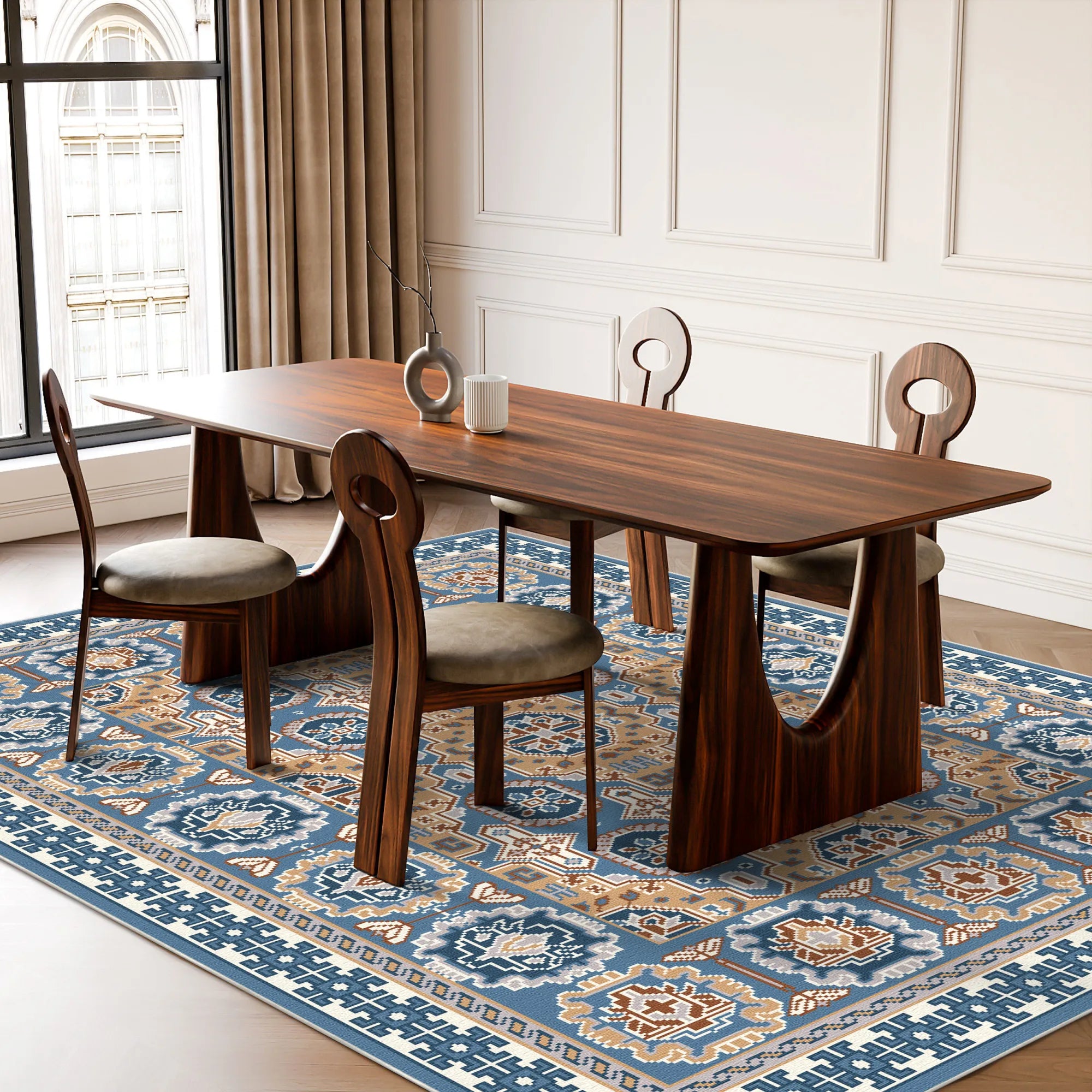 Solas Azure Lattice Geometric Rug