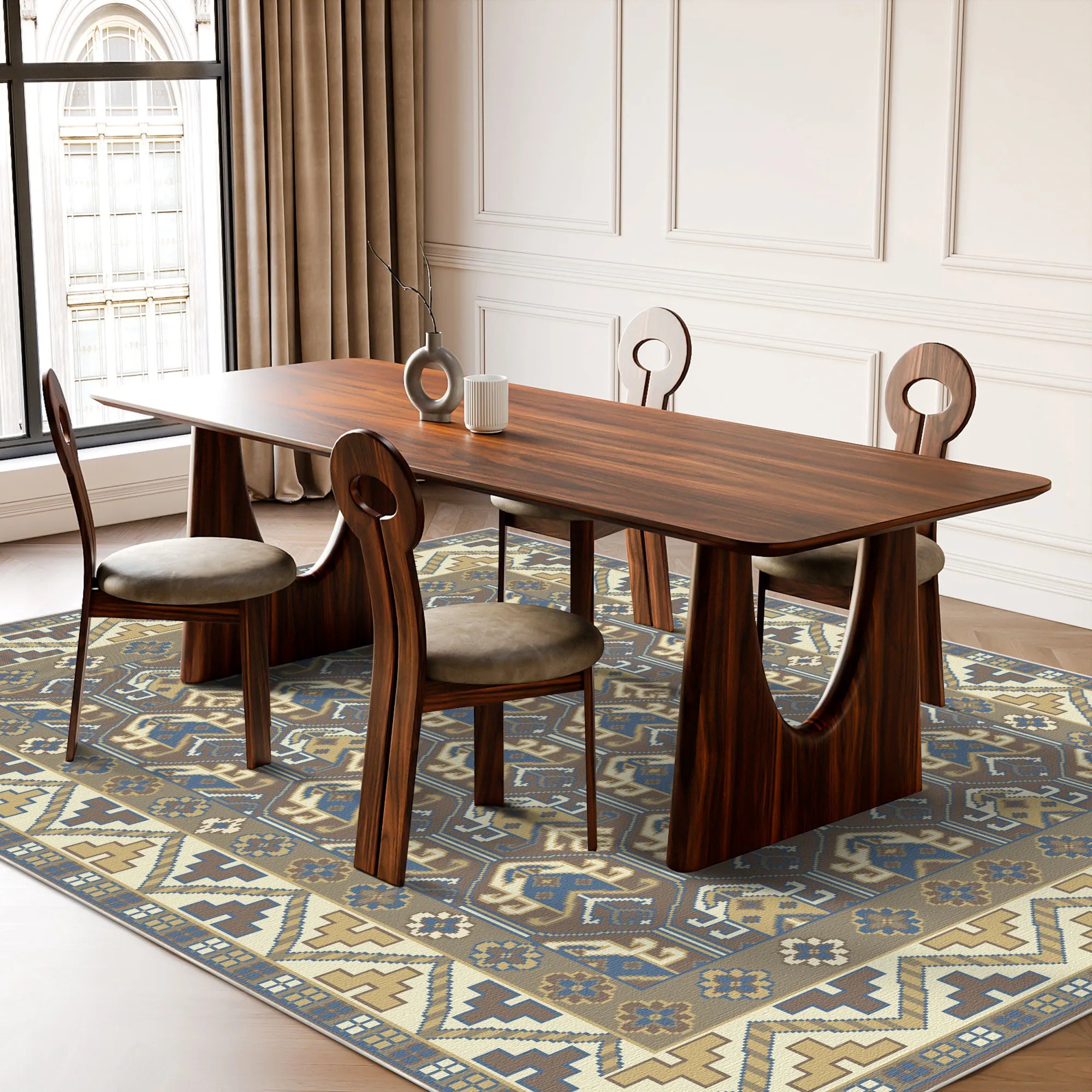 Valerius Slate Chevron Tribal Rug