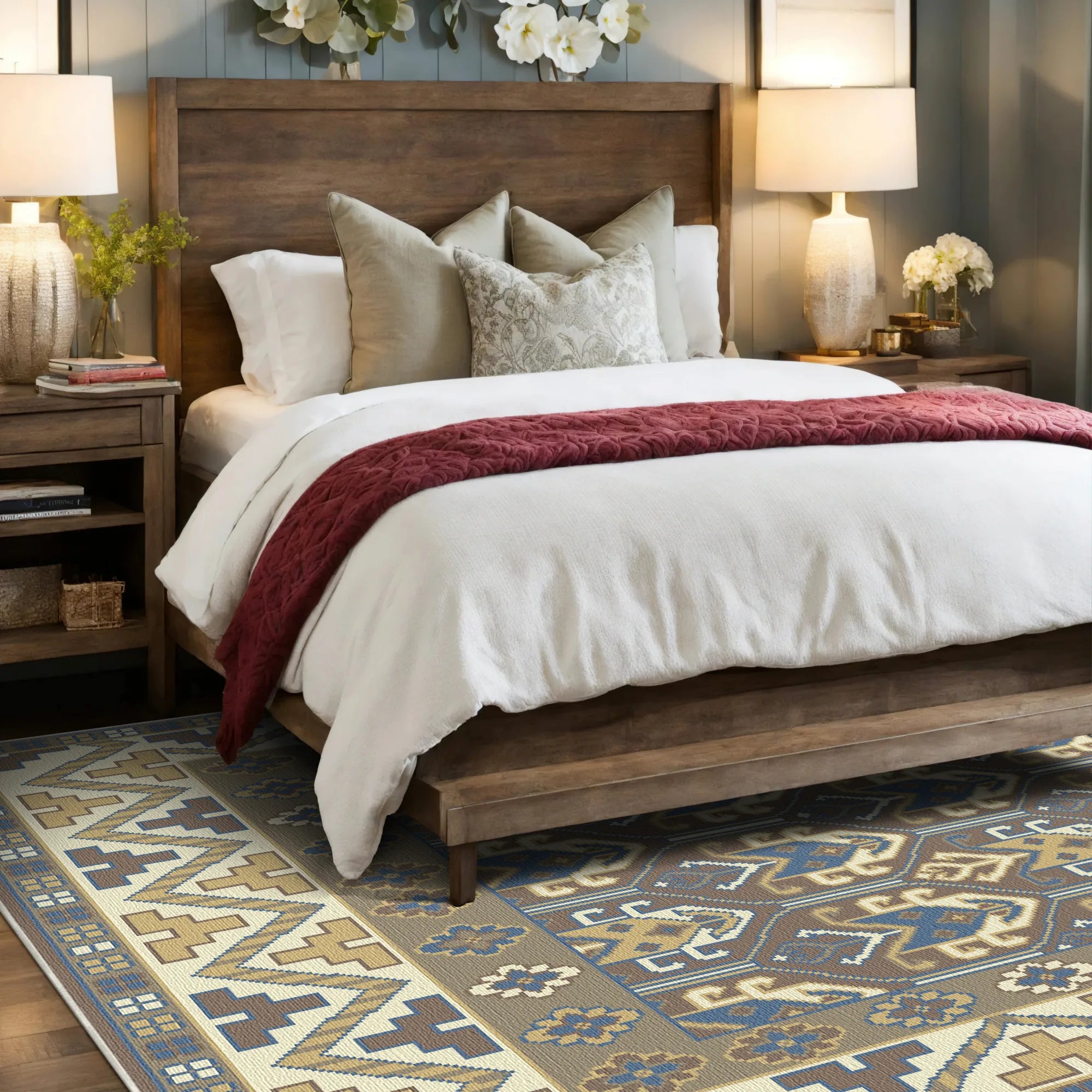 Valerius Slate Chevron Tribal Rug