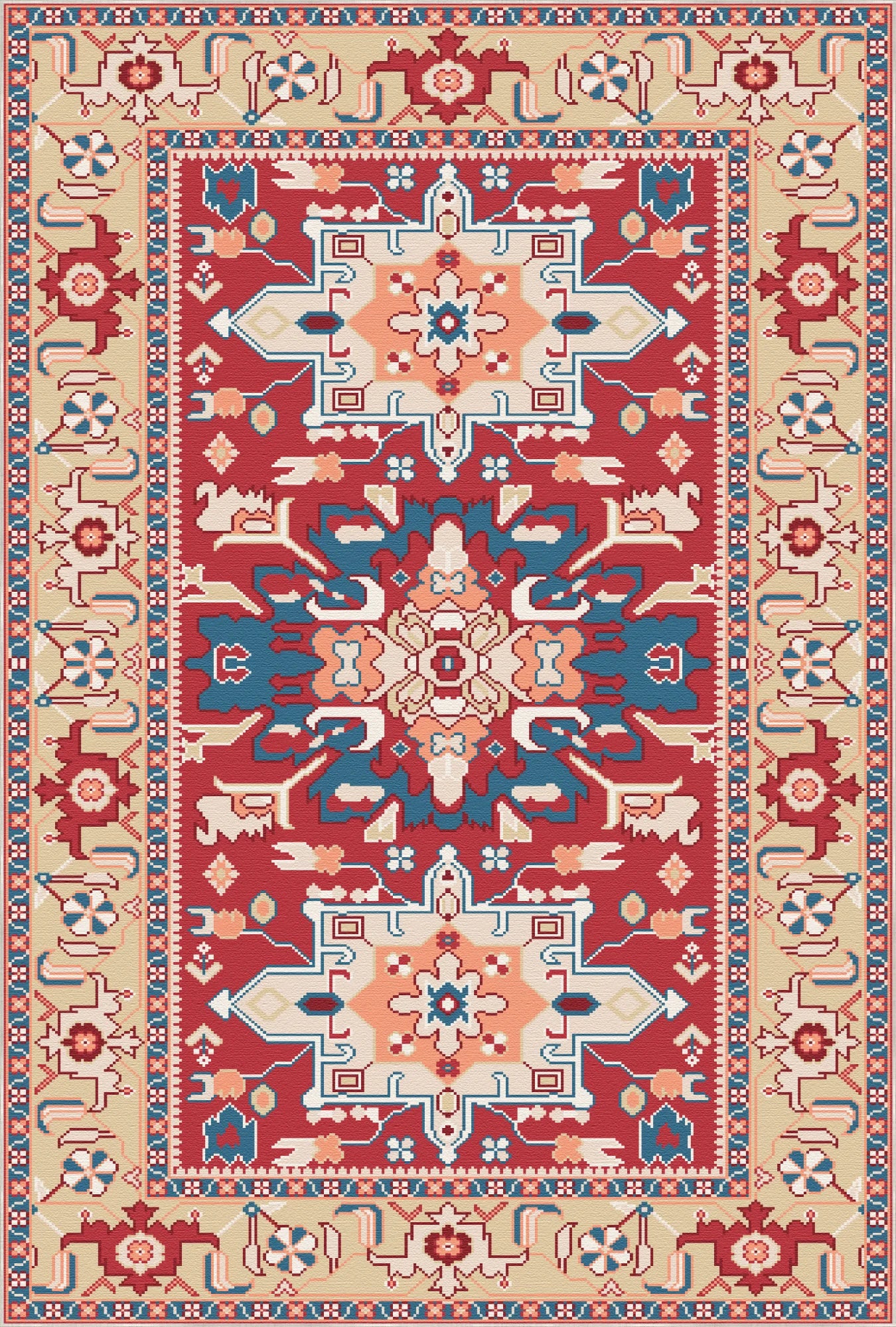 Nereus Azure Tribal Medallion Rug