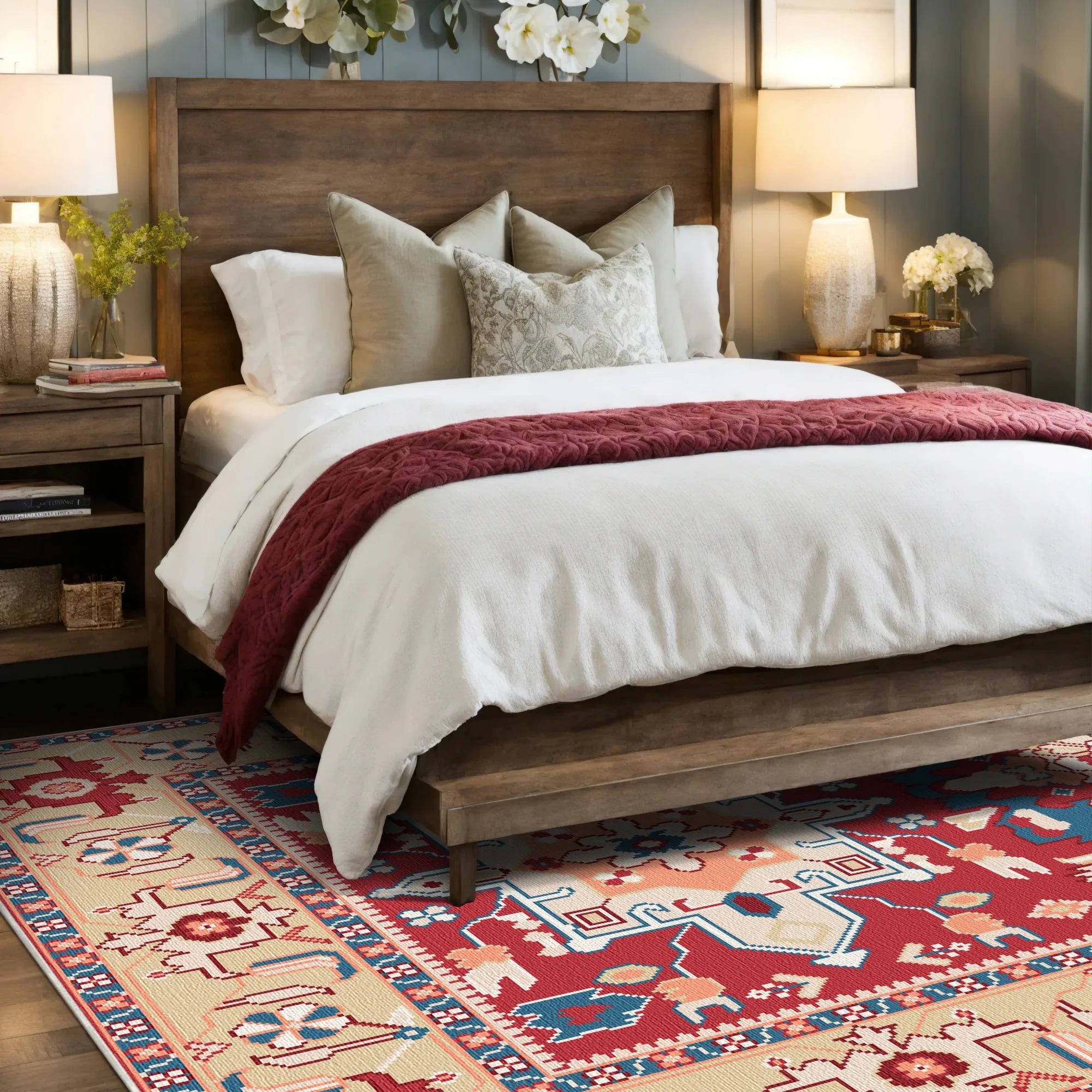 Nereus Azure Tribal Medallion Rug