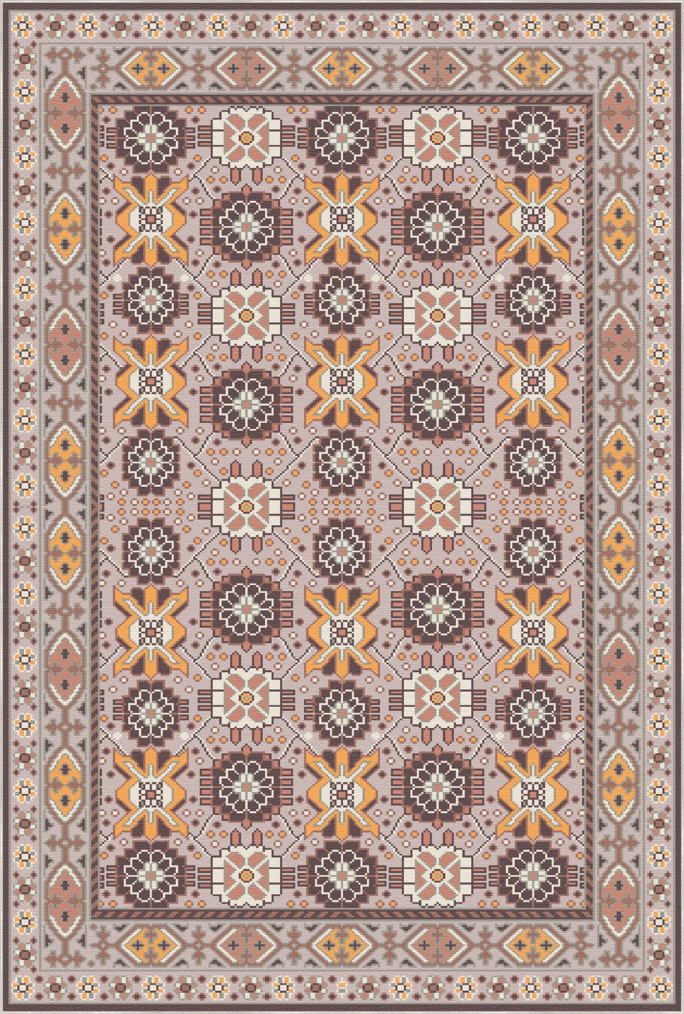Caelum Amber Floral Lattice Rug