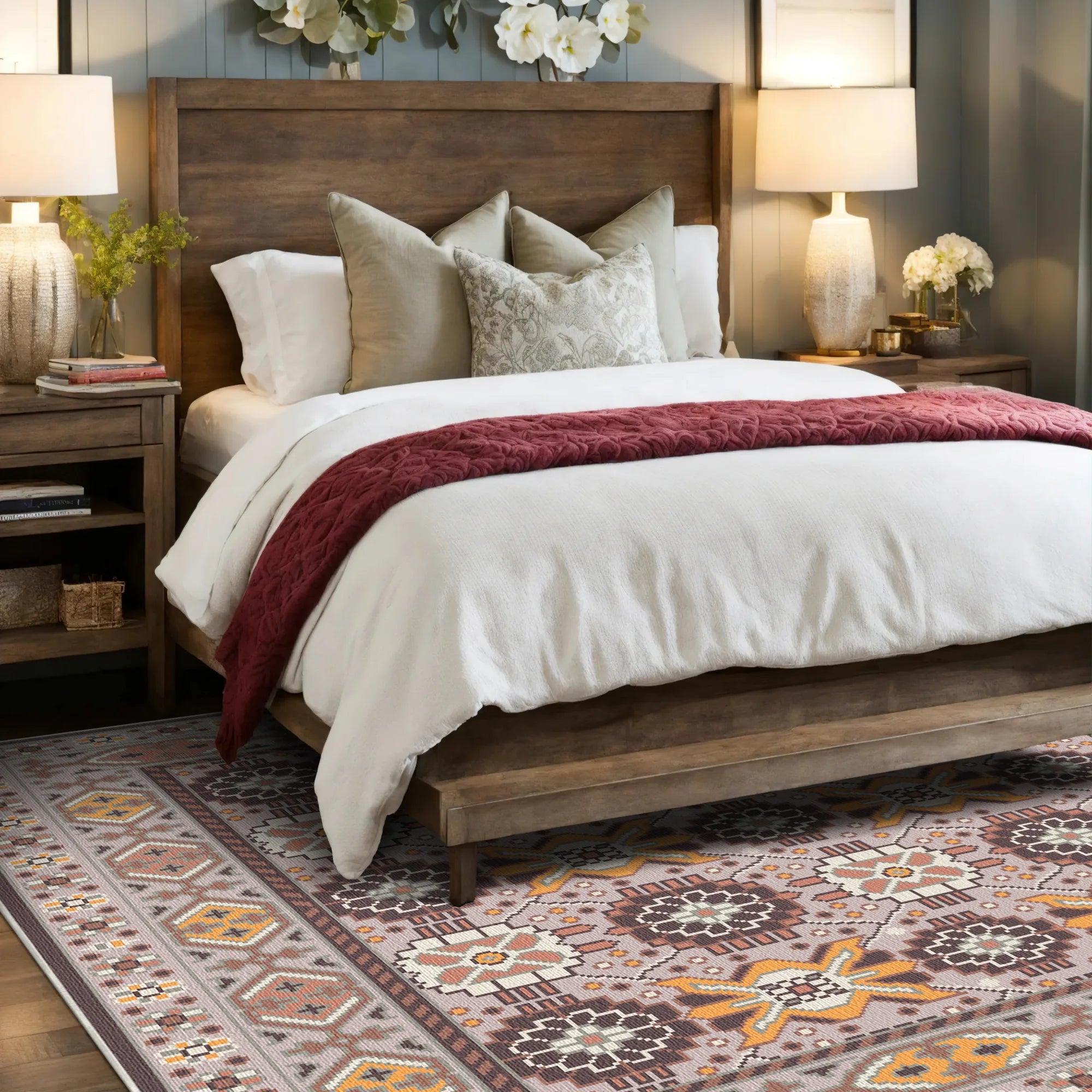 Caelum Amber Floral Lattice Rug