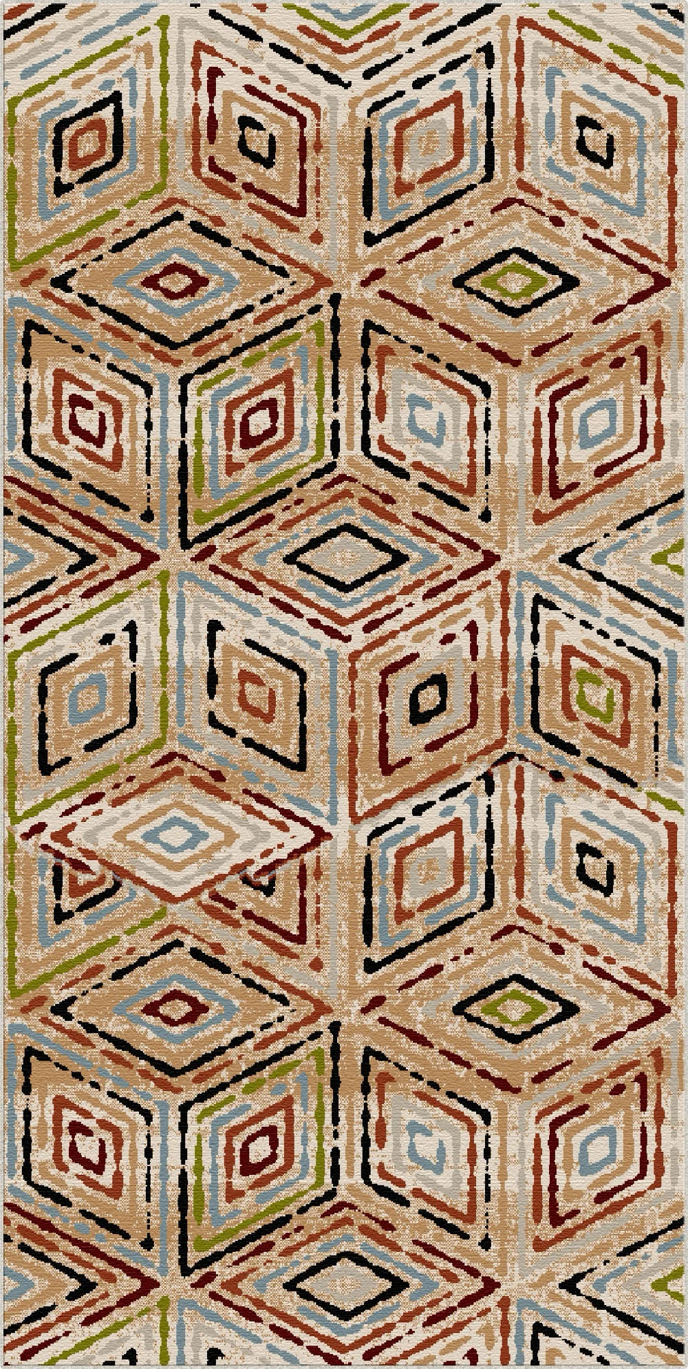 Tappeto Vibrante Boho a Diamante Geometrico