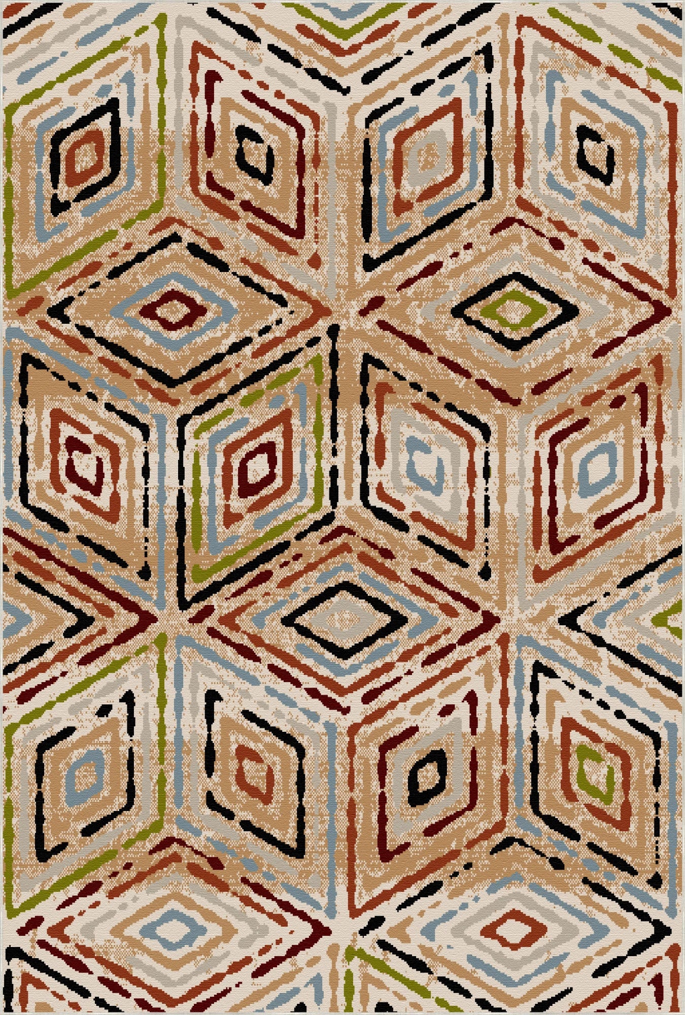 Vibrant Boho Geometric Diamond Rug