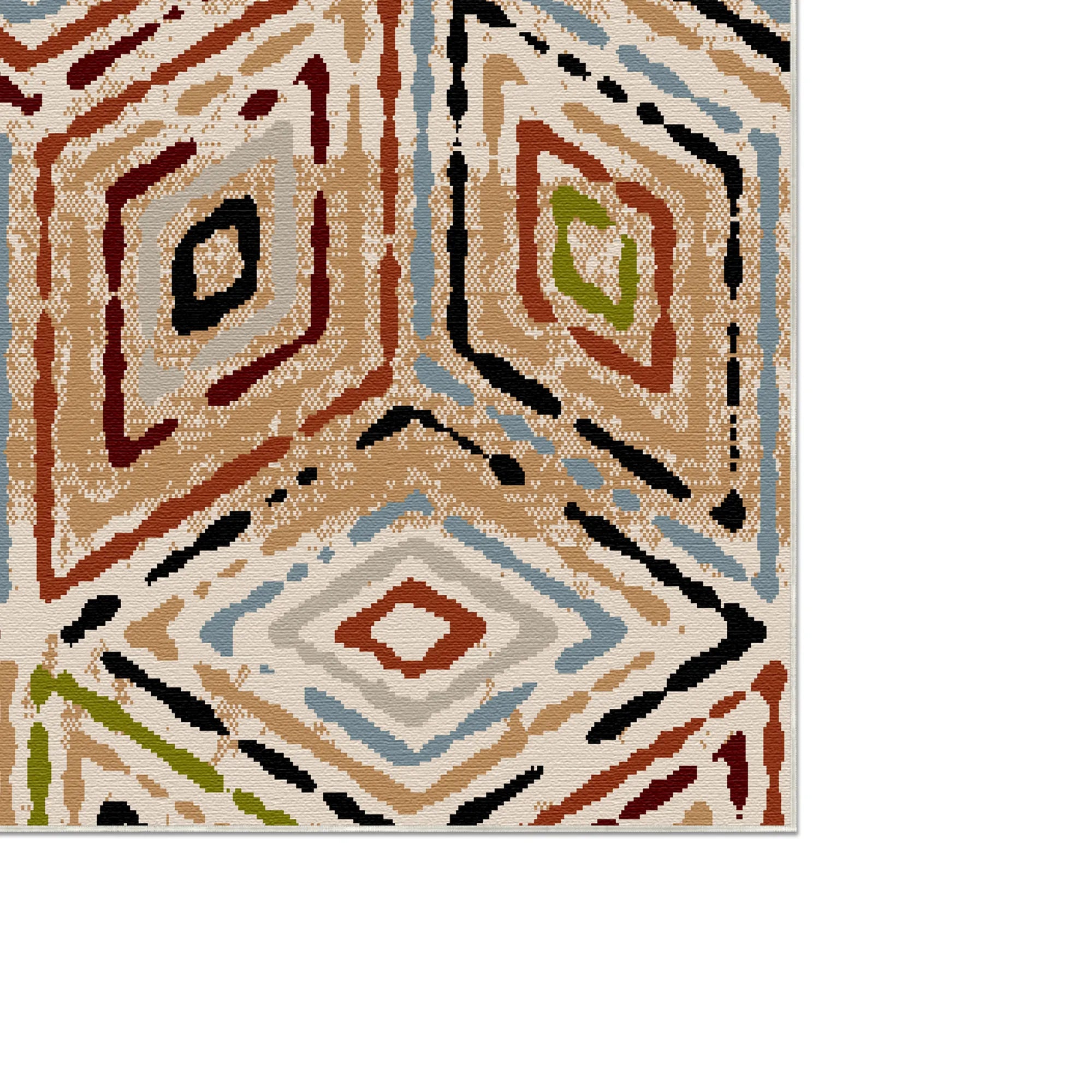 Vibrant Boho Geometric Diamond Rug