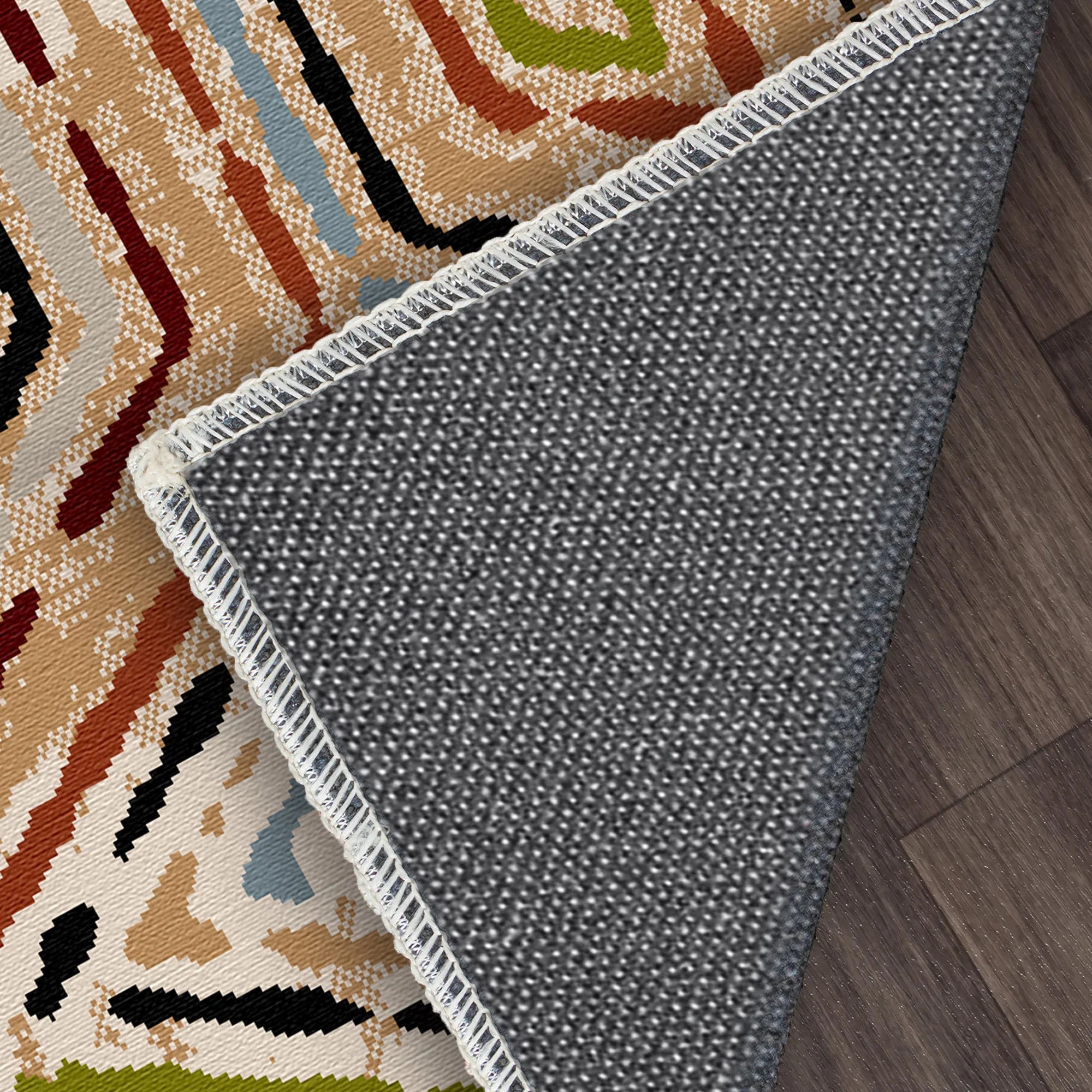 Vibrant Boho Geometric Diamond Rug